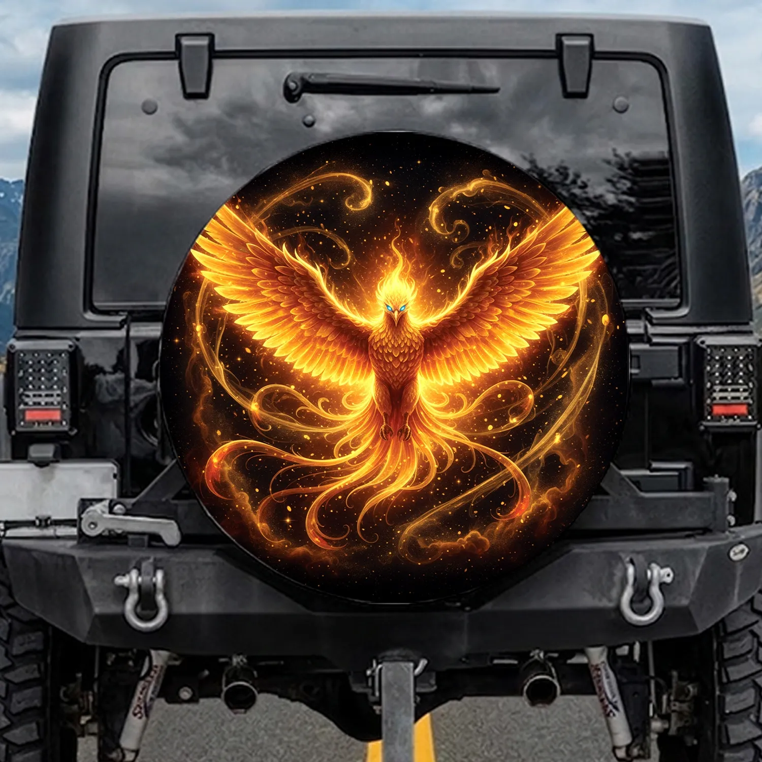 Majestic Phoenix Fiery Glow Cosmic - Fantasy Lover Home Decor Gift Spare Tire Cover - 1