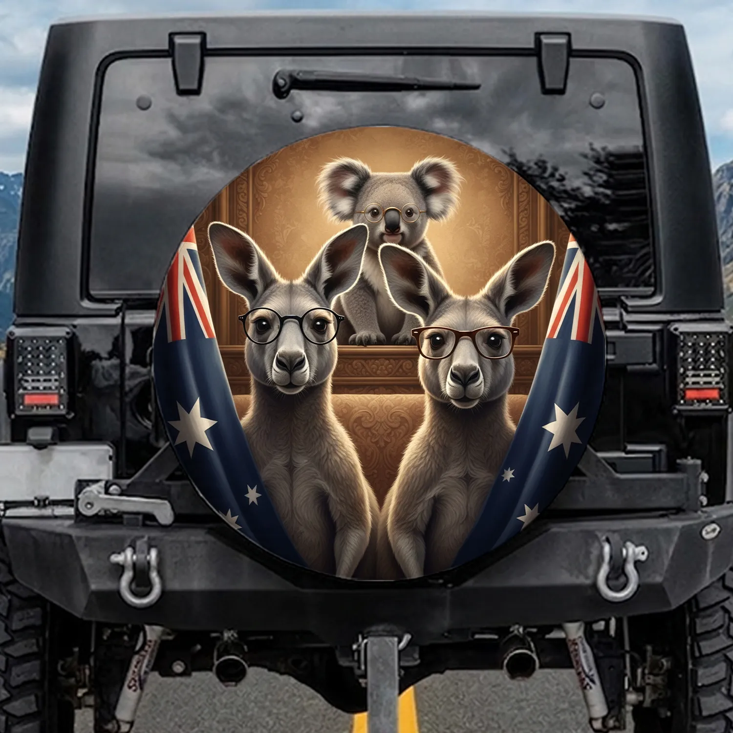 Kangaroos Koala Eyeglasses Australian Flag - Wildlife Lover Gift for Animal Fans Spare Tire Cover - 1
