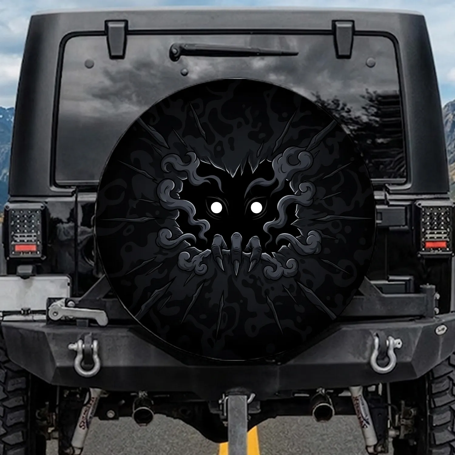 Mischievous Eyes Clawed Fingers Torn Abyss - Mysterious Vehicle Decor Spare Tire Cover - 1