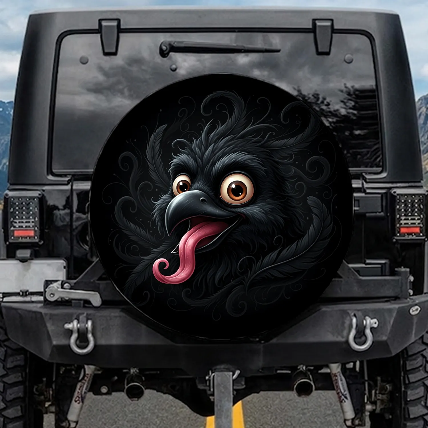 Shaggy Googly Eye Bird Creature - Wildlife Car Decor for Animal Lovers Spare Tire Cover - 1
