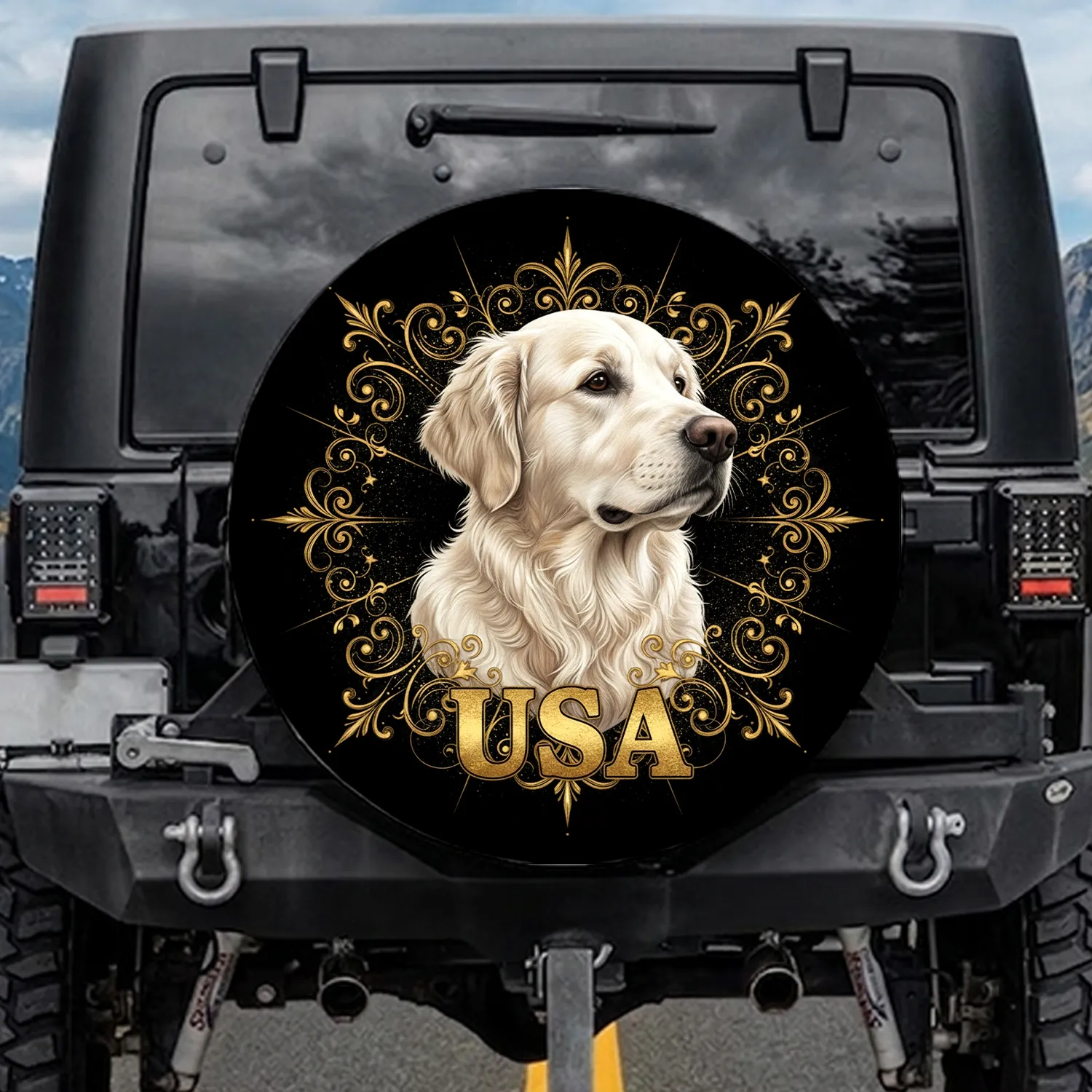 Golden Retriever Dog USA - American Pride Pet Lover Gift Spare Tire Cover - 1