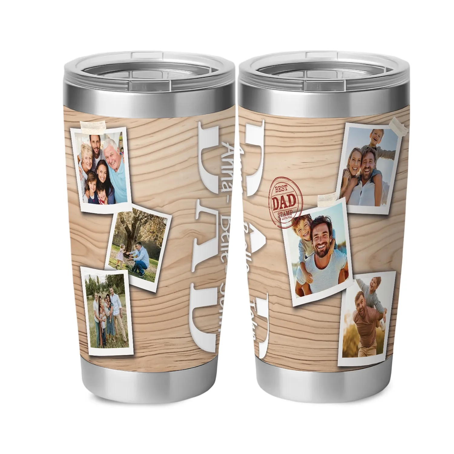 Personalized Father's Day Tumbler - Custom Photo Collage Cup, Best Dad Ever Gift for Father’s Day, Birthday, Christmas from Kids - 1