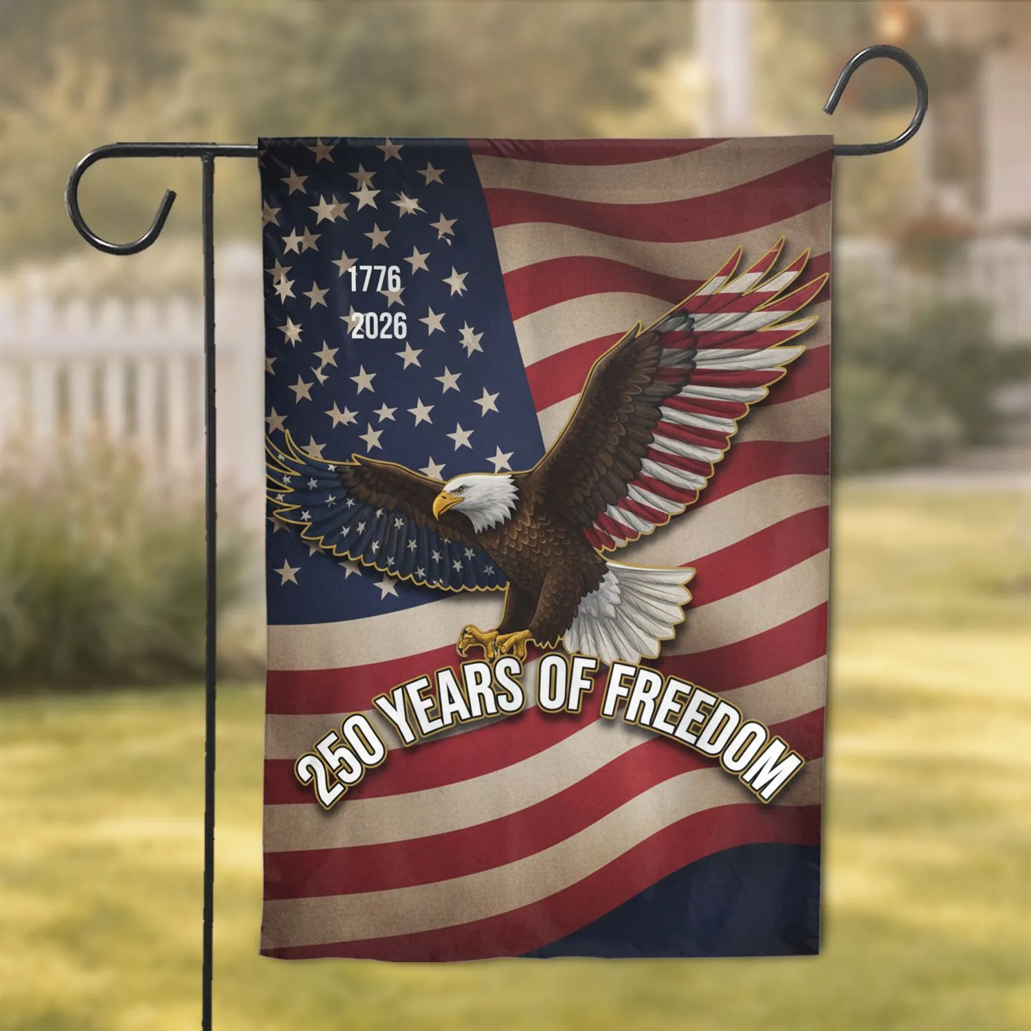 Bald Eagle American Flag 1776-2026 - USA 250 Years of Freedom Independence Day Garden Flag - 1