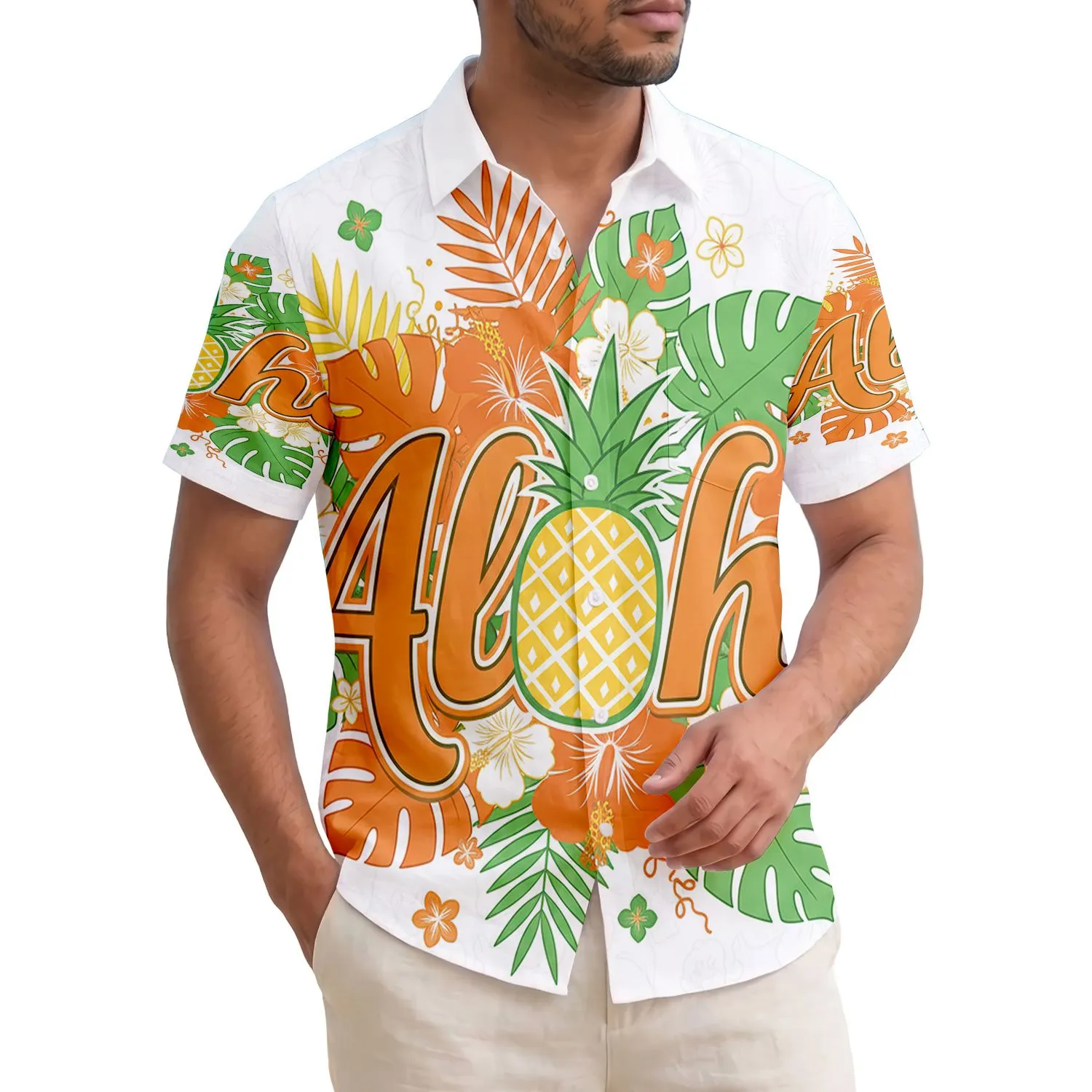 Aloha Pineapple Hibiscus Palm Leaves - Tropical Lifestyle Gift Hawaiian Shirt - 1