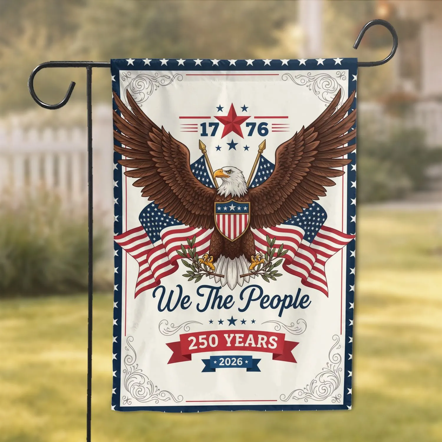 Bald Eagle American Flag 1776-2026 - USA 250th Anniversary Independence Day Gift for Veterans Garden Flag - 1
