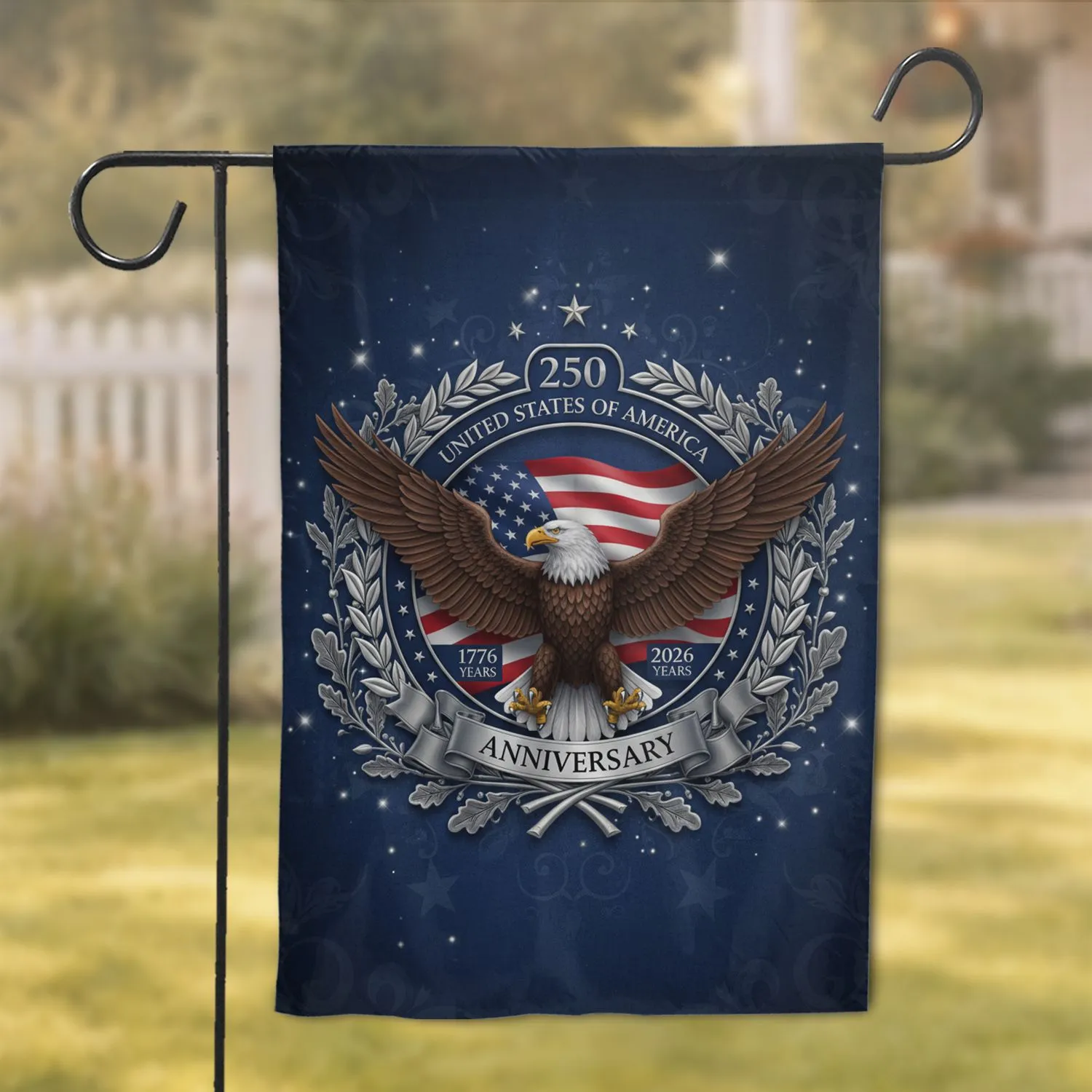 Bald Eagle American Flag 1776-2026 - USA 250th Anniversary Gift for Veterans Garden Flag - 1