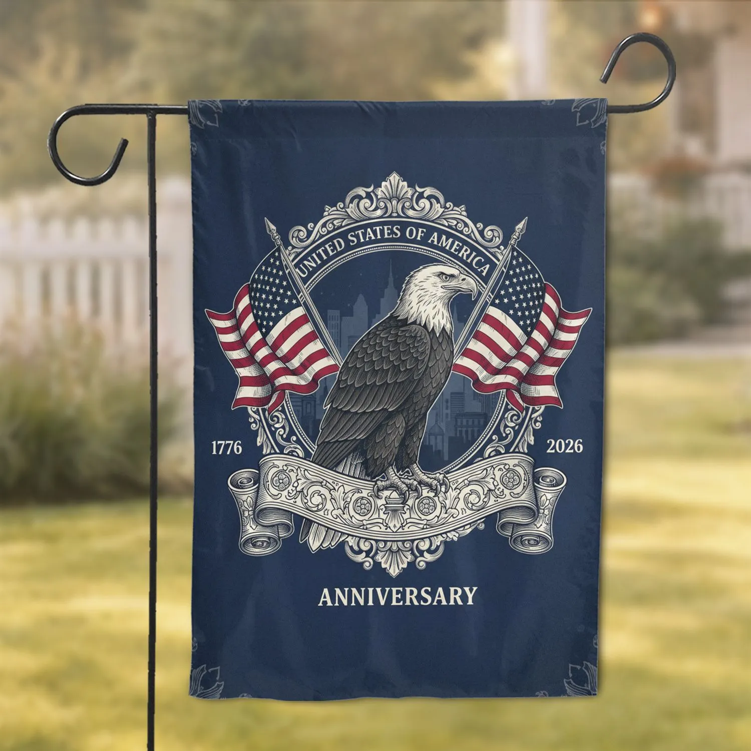 Bald Eagle American Flags USA 250th Anniversary 1776-2026 History Lover Gift Garden Flag - 1