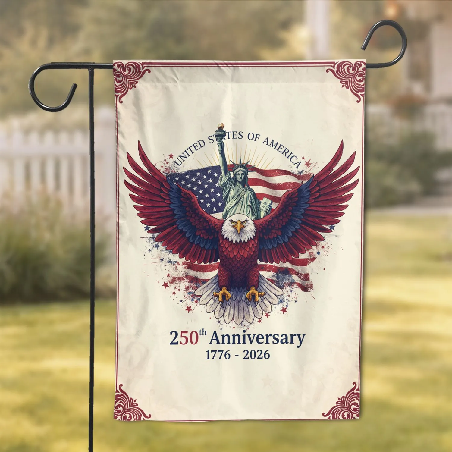 Bald Eagle Statue of Liberty Flag - American 250th Anniversary 1776-2026 Independence Day Garden Flag - 1