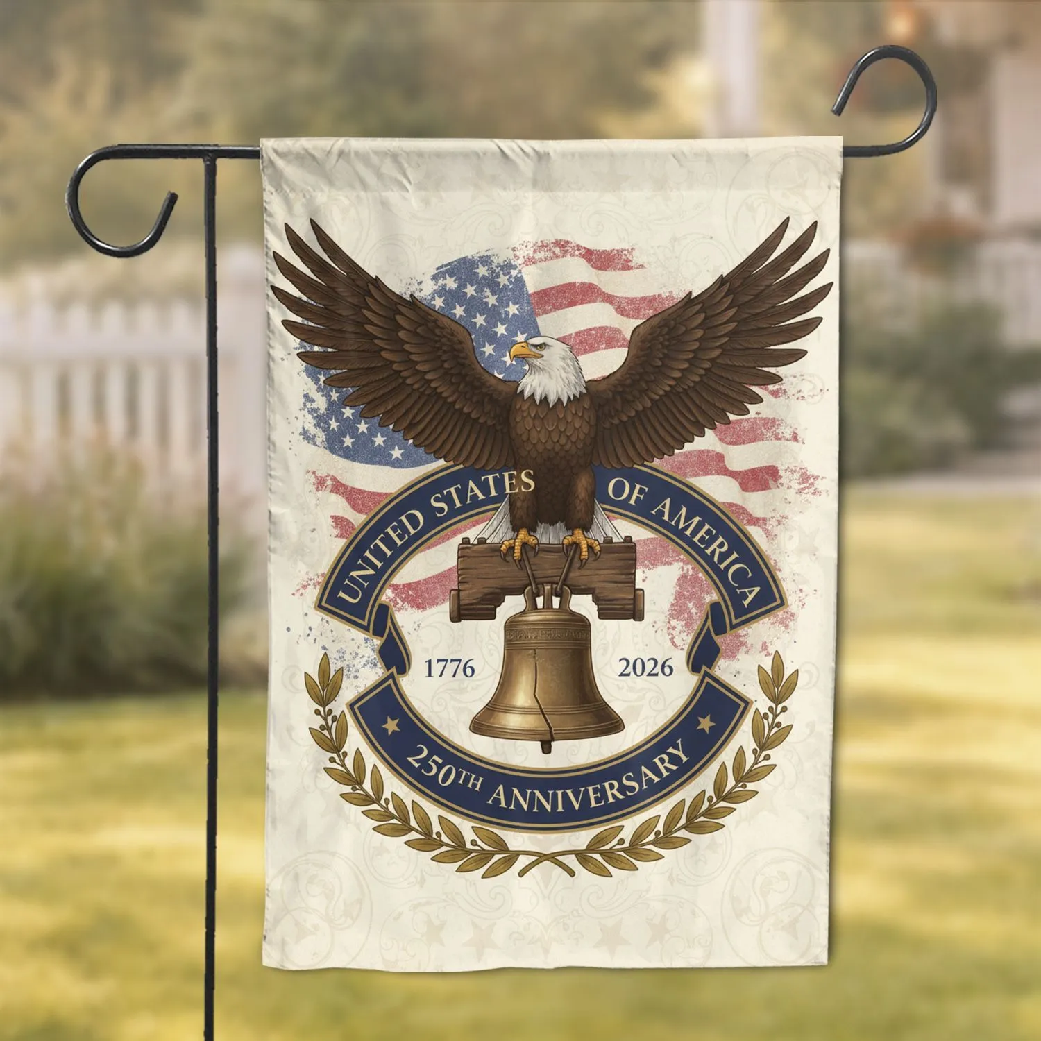 Bald Eagle Liberty Bell 250th Anniversary USA Independence Day Gift for Veterans Garden Flag - 1
