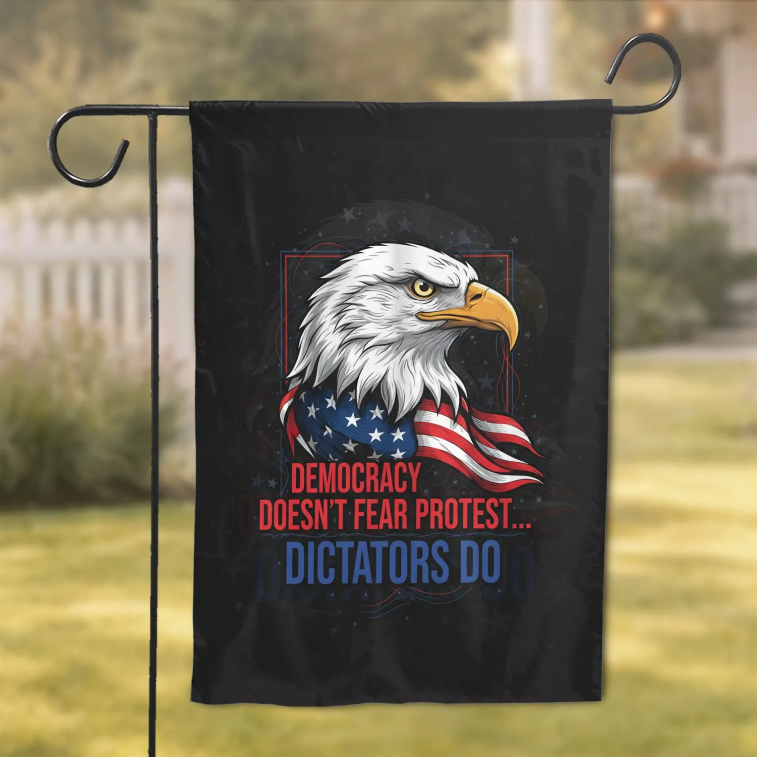 Bald Eagle American Flag Patriotic Democracy Protest - Freedom Advocate Gift Garden Flag - 1