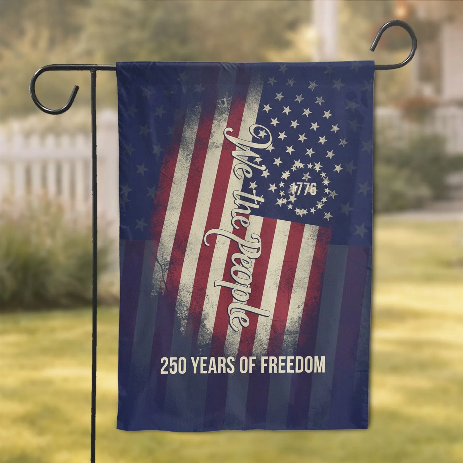Distressed American Flag We the People 1776 - USA 250th Anniversary Independence Day for Veterans Garden Flag - 1
