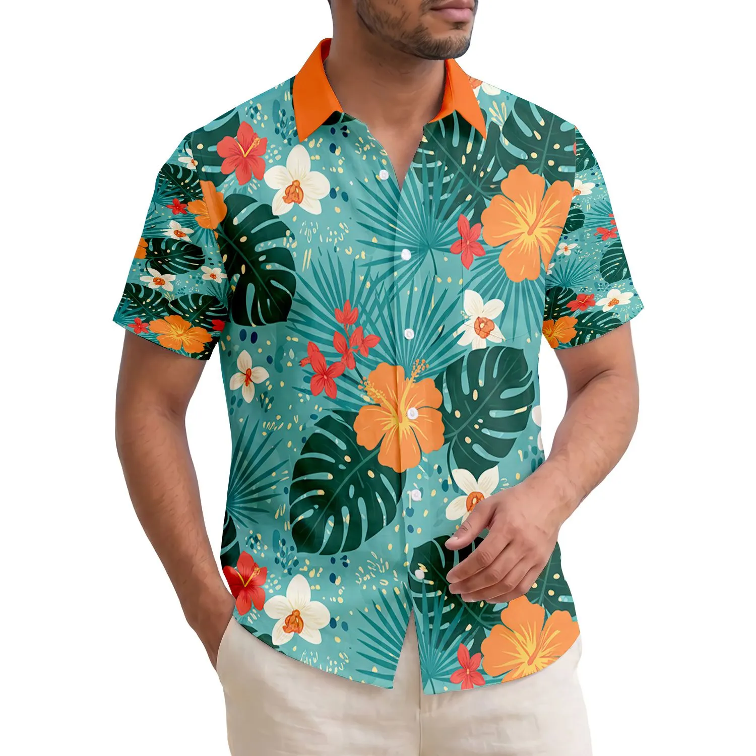 Hibiscus Orchid Palm Monstera Tropical Foliage - Tropical Nature Home Decor Gift Hawaiian Shirt - 1