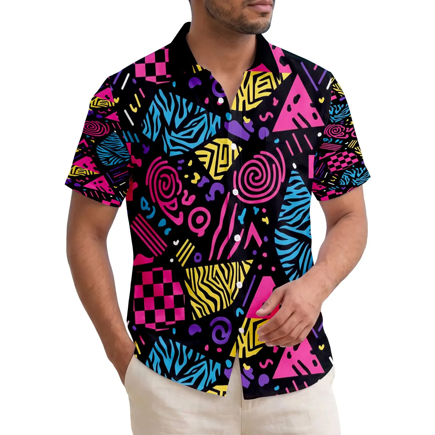 Checkerboard Zebra Tiger Leopard Spots Triangles Hexagons Spirals Tropical Lifestyle Gift Hawaiian Shirt - 1