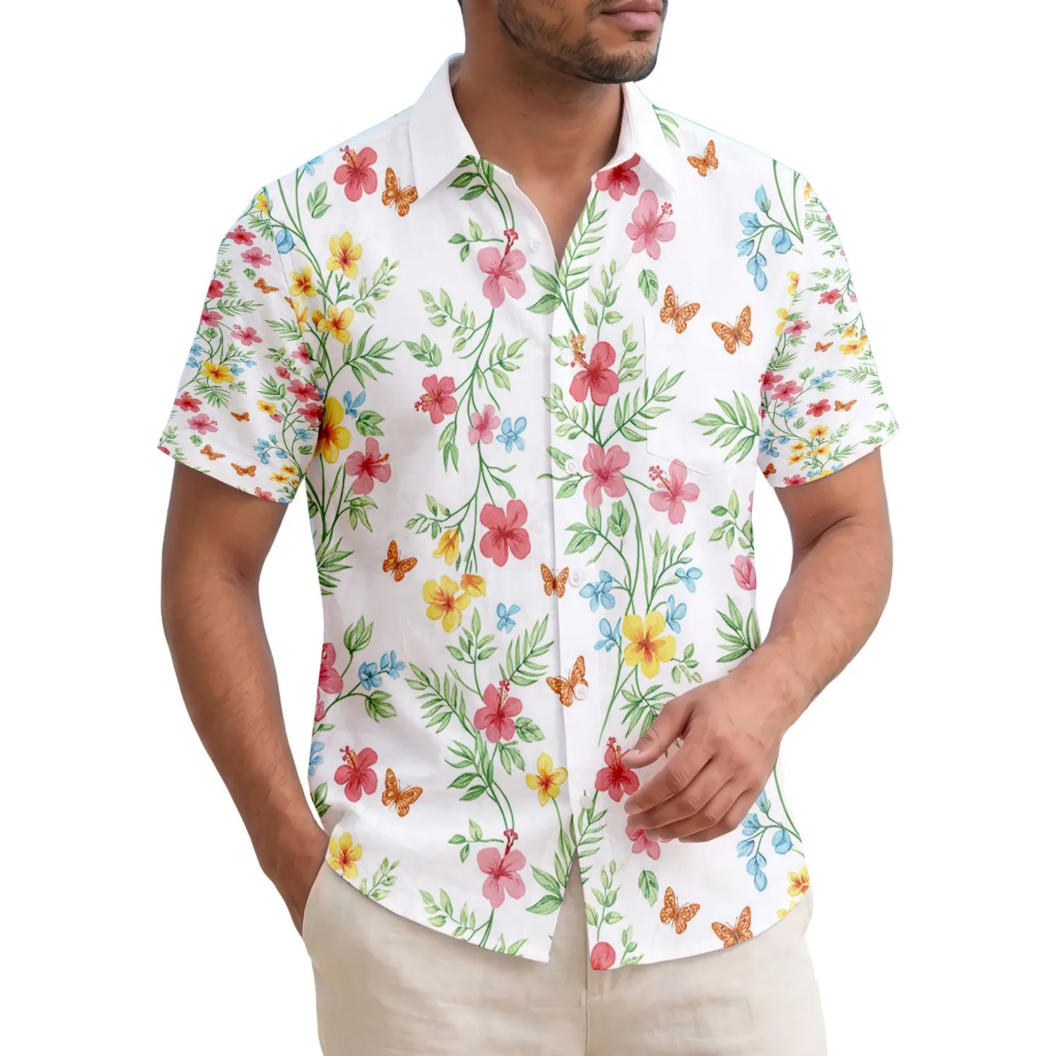 Tropical Butterflies Hibiscus Plumeria Anthurium - Island Life Home Decor Gift Hawaiian Shirt - 1