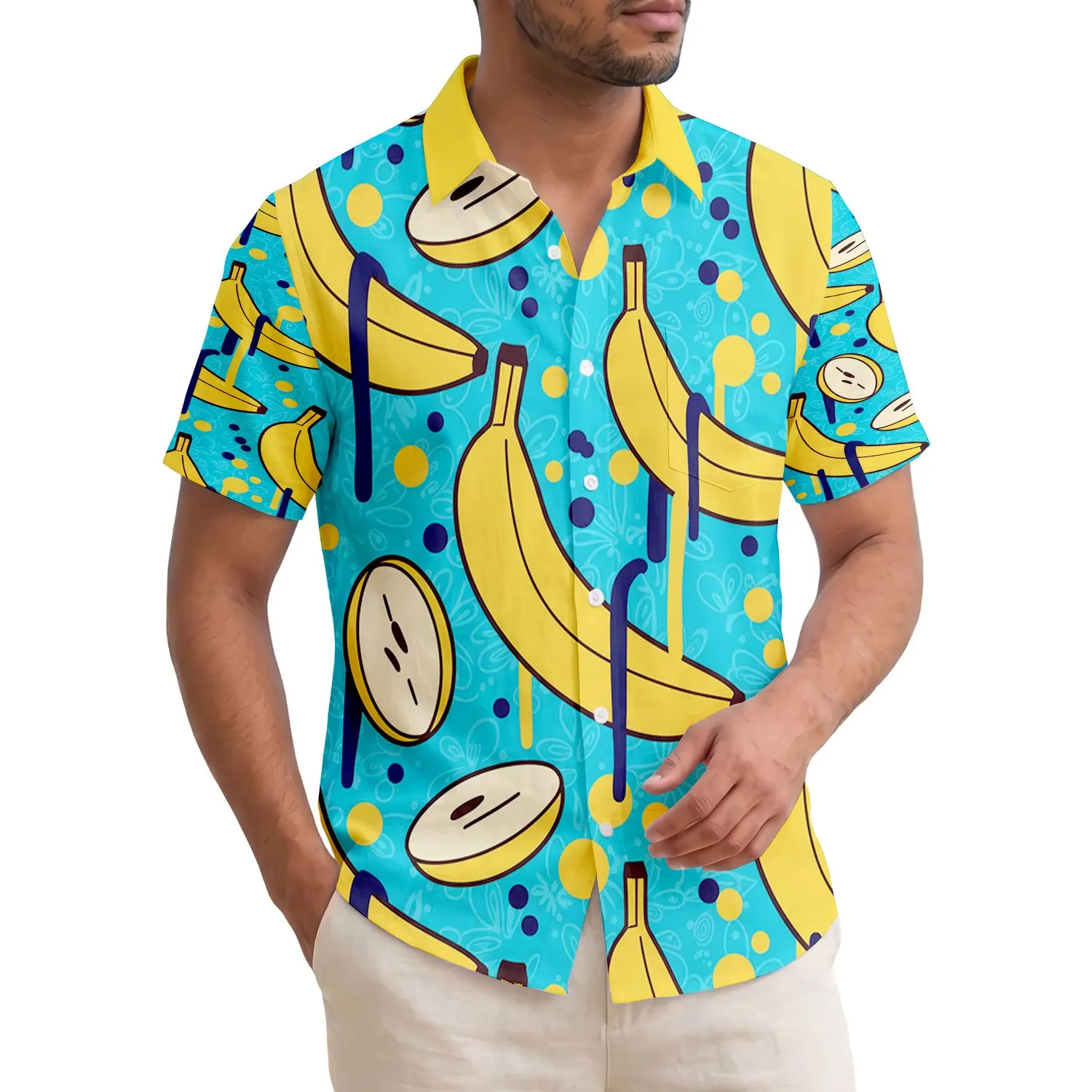 Ripe Whole and Sliced Banana Fruit Splatters - Summer Vacation Gift for Beach Lover Hawaiian Shirt - 1
