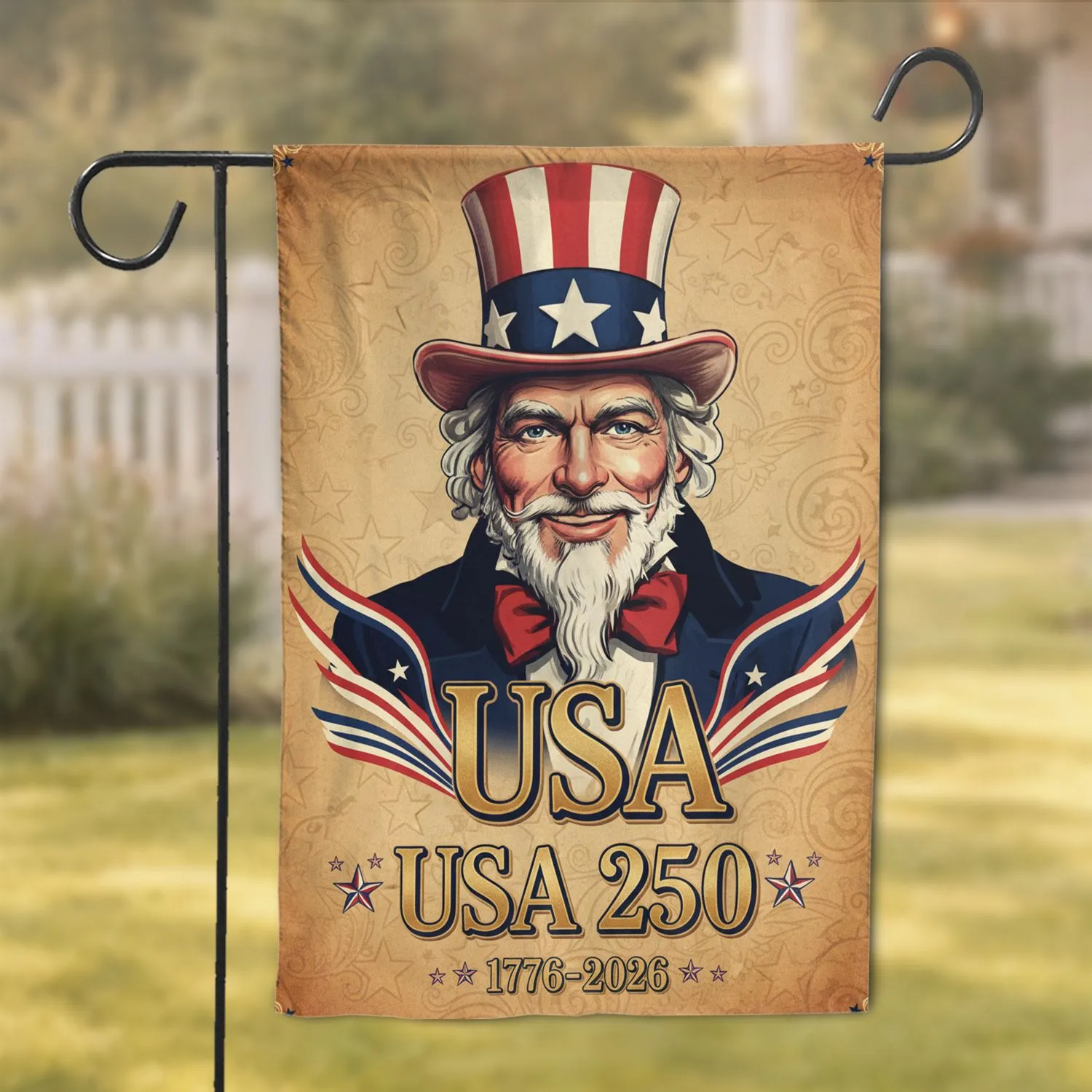 Uncle Sam 1776-2026 USA 250th Anniversary for Patriotic Americans Garden Flag - 1
