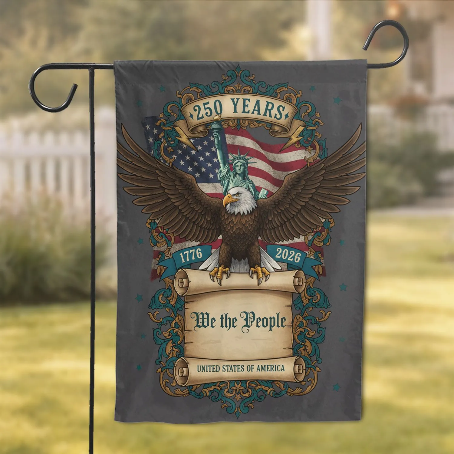 Bald Eagle Statue of Liberty 'We the People' American Flag 250th Anniversary 1776-2026 Garden Flag - 1