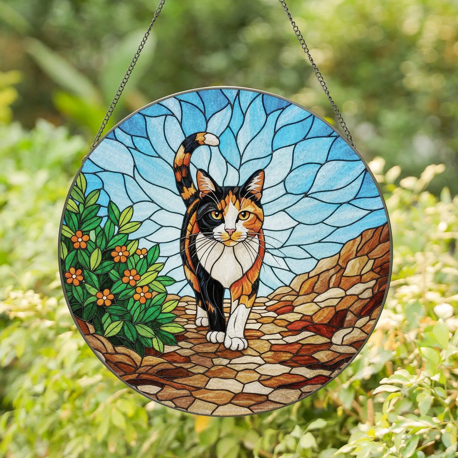 Calico Cat Stained Glass Tiffany Style - Home Decor Gift for Cat Lover Stained Glass Suncatcher - 1