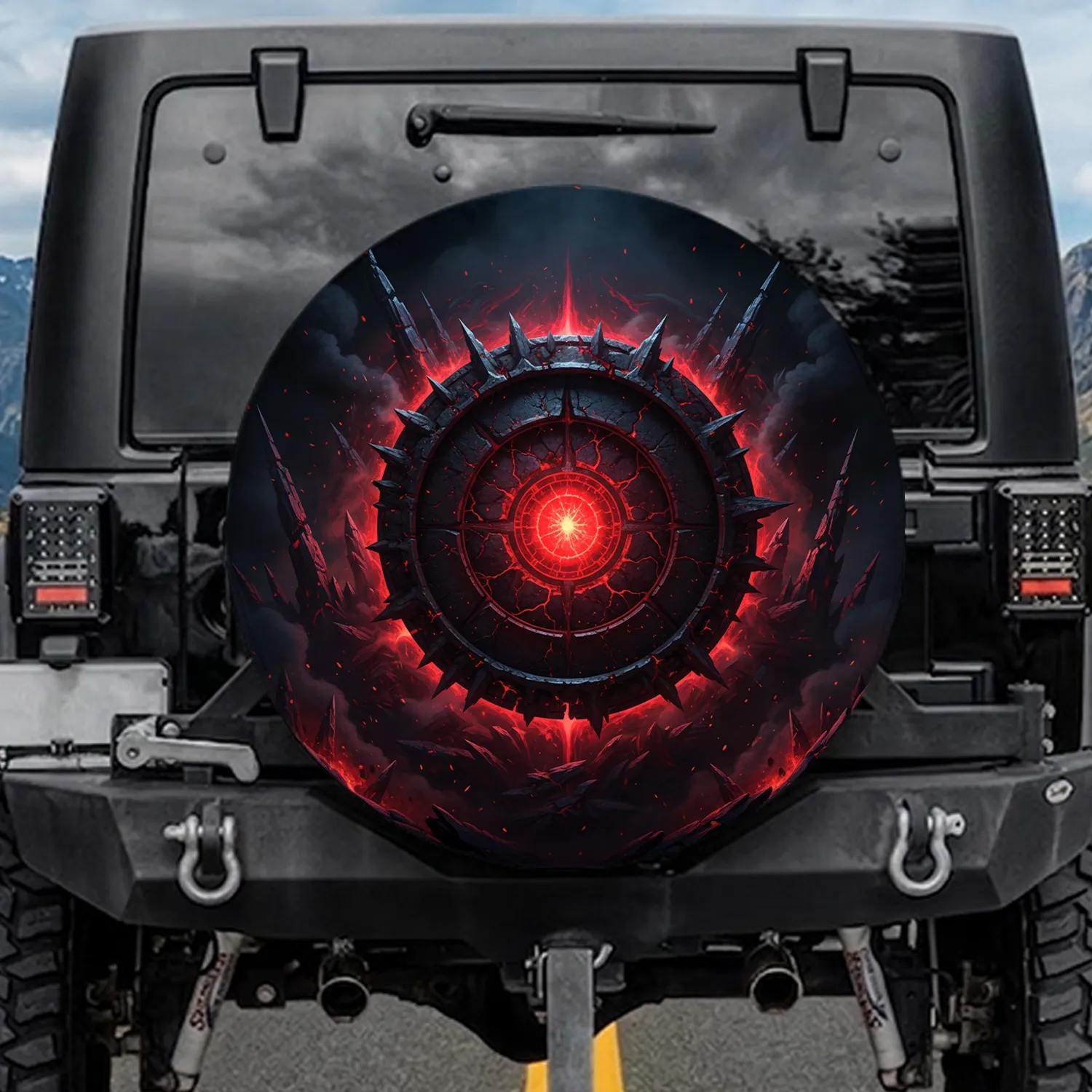 Volcanic Red Fissure Emblem - Off-Road Enthusiast Gift Spare Tire Cover - 1
