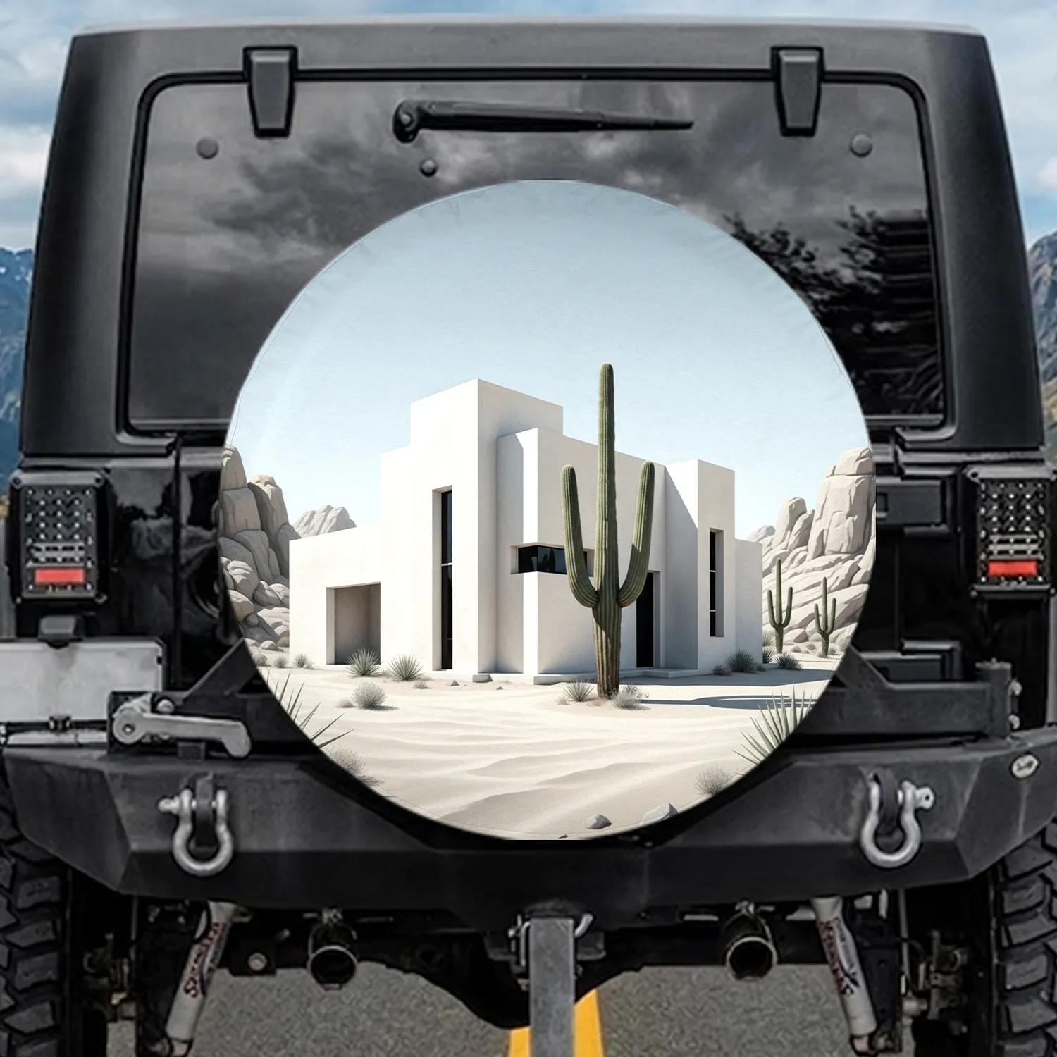 Angular Building Cactus, Desert Rock Formations - Outdoor Lifestyle Gift Spare Tire Cover - 1
