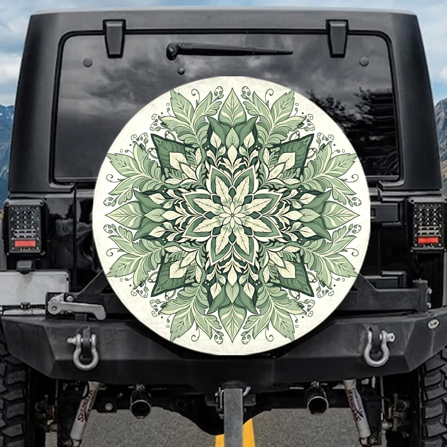 Botanical Mandala Concentric Leaves Foliage - Outdoor Lifestyle Gift for Nature Lover Spare Tire Cover - 1