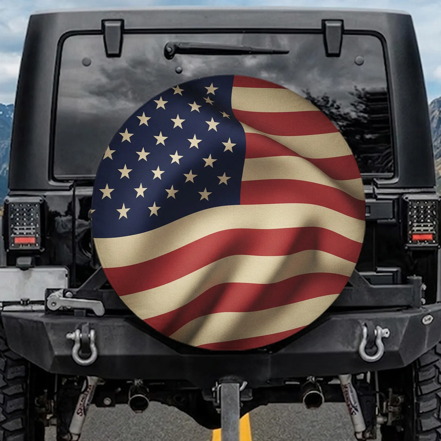 American Flag Vintage Distressed - Independence Day Patriotic Gift Spare Tire Cover - 1