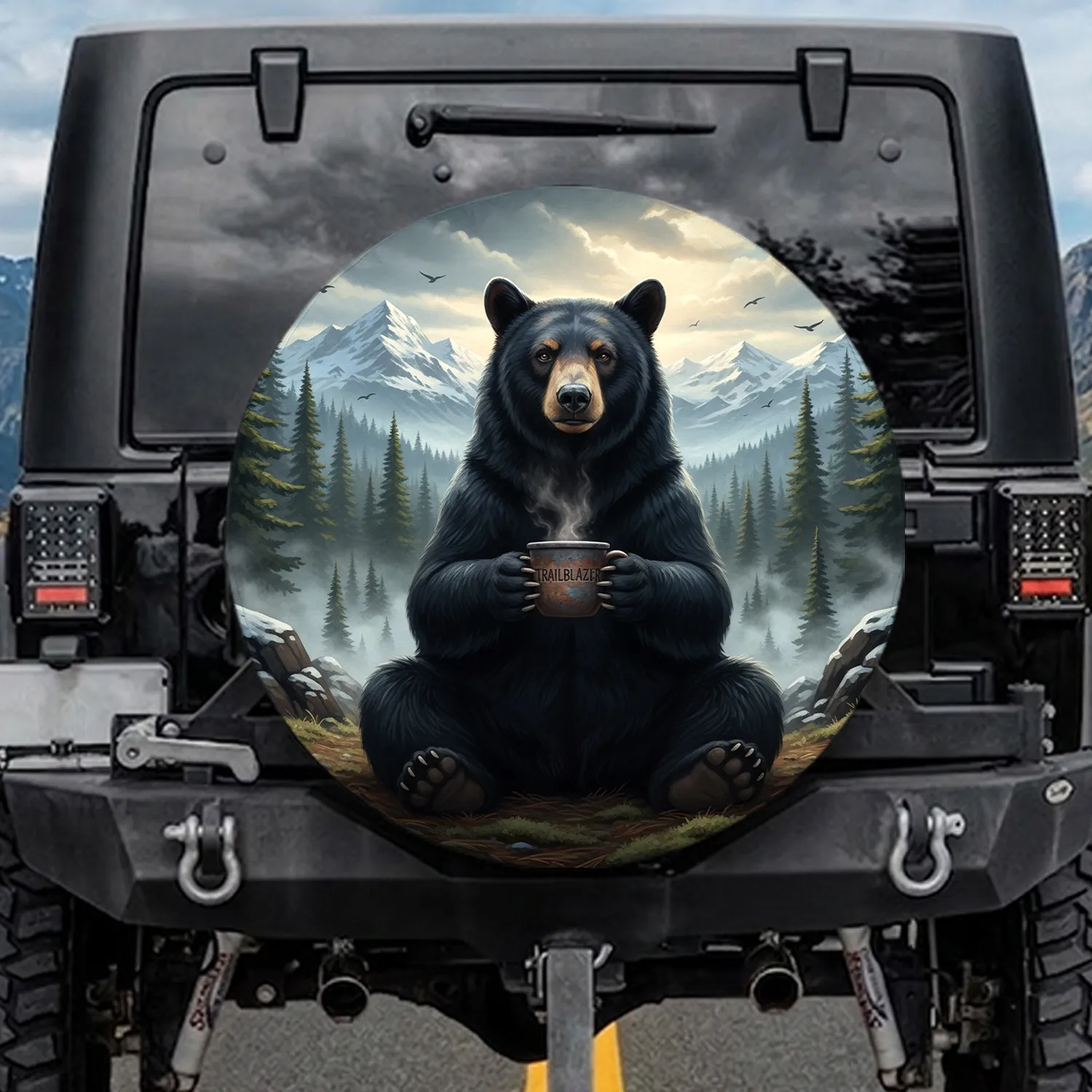 Black Bear TRAILBLAZER Coffee Mug Mountain Forest - Trailblazer Lifestyle Gift Spare Tire Cover - 1
