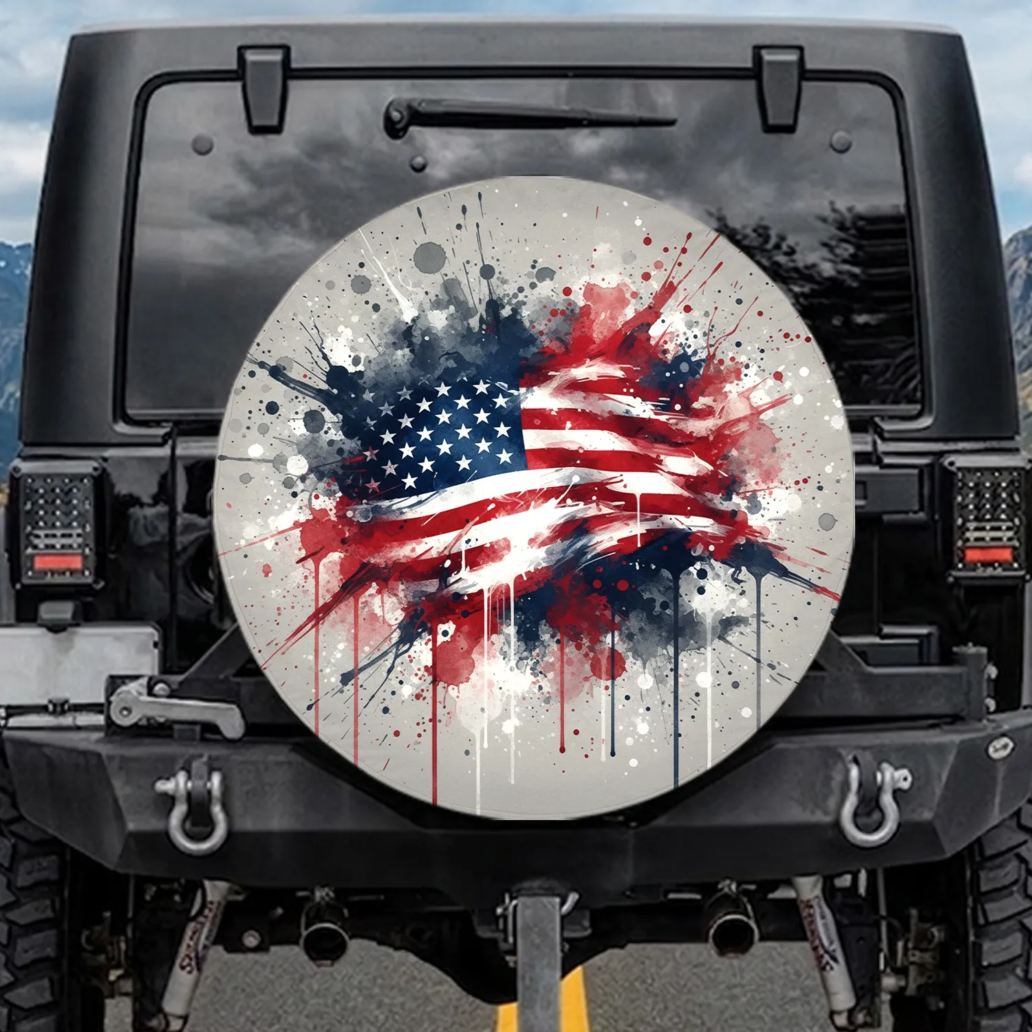 Bold American Flag Stars Stripes Independence Day Celebration Gift for Veterans Spare Tire Cover - 1