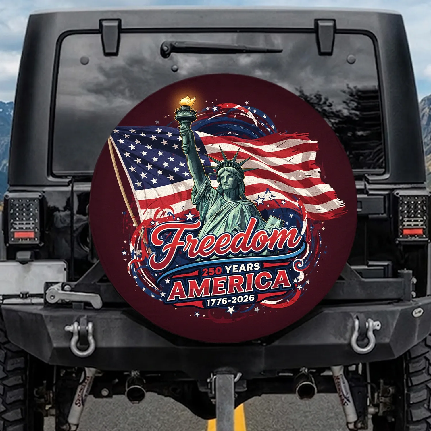 Statue of Liberty American Flag Freedom - America 250th Anniversary Independence Day Spare Tire Cover - 1