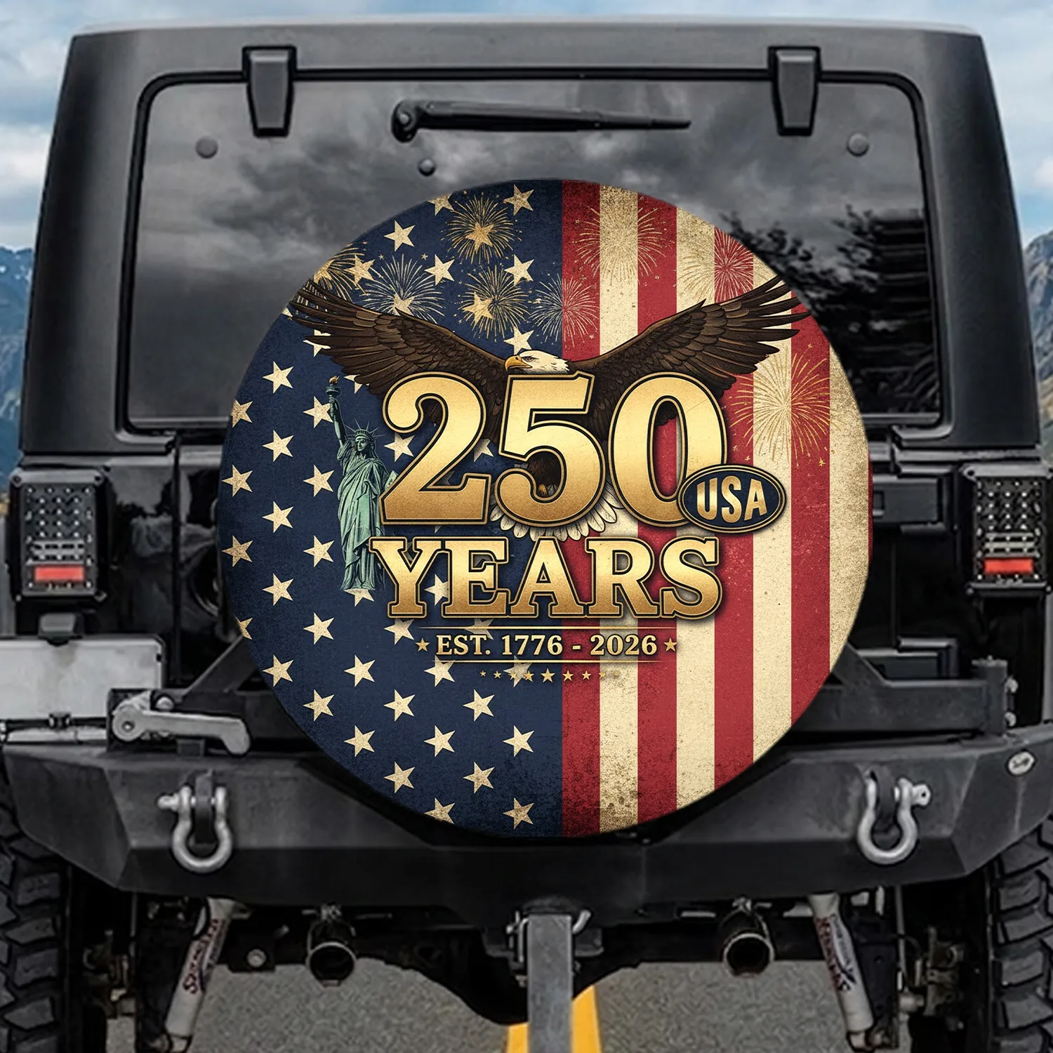 Bald Eagle American Flag 1776-2026 - USA 250th Anniversary Independence Day Gift Spare Tire Cover - 1