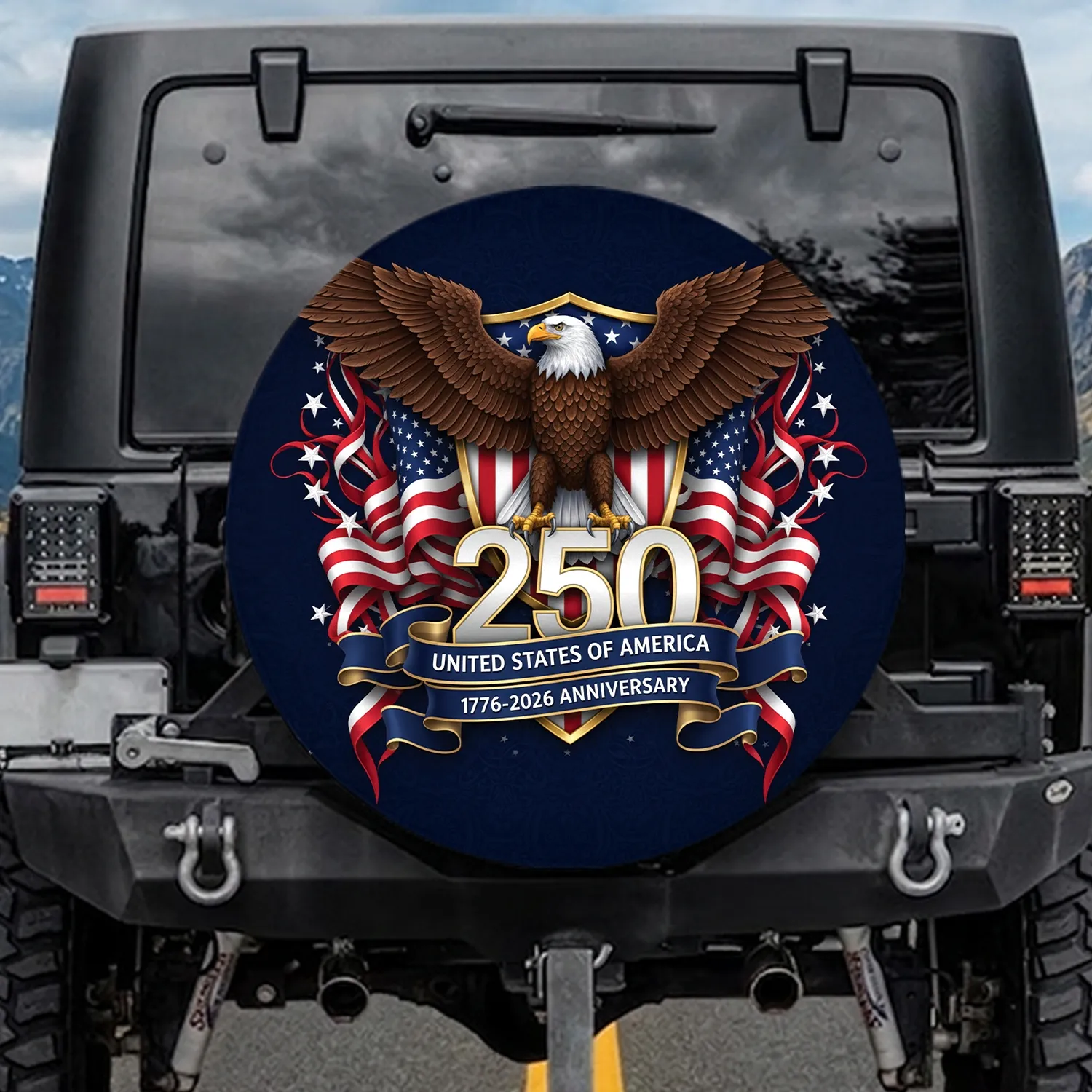 Bald Eagle American Flag USA 250th Anniversary 1776-2026 - Independence Day Gift Spare Tire Cover - 1