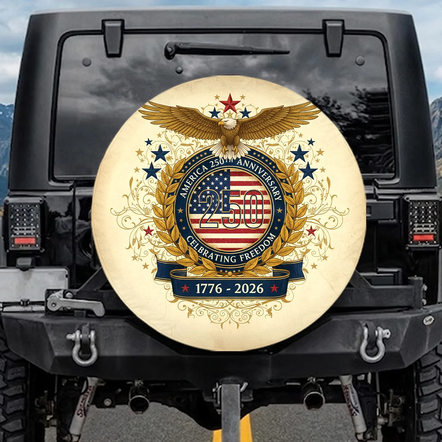 Bald Eagle American Flag 1776-2026 - USA 250th Anniversary Independence Day Gift Spare Tire Cover - 1