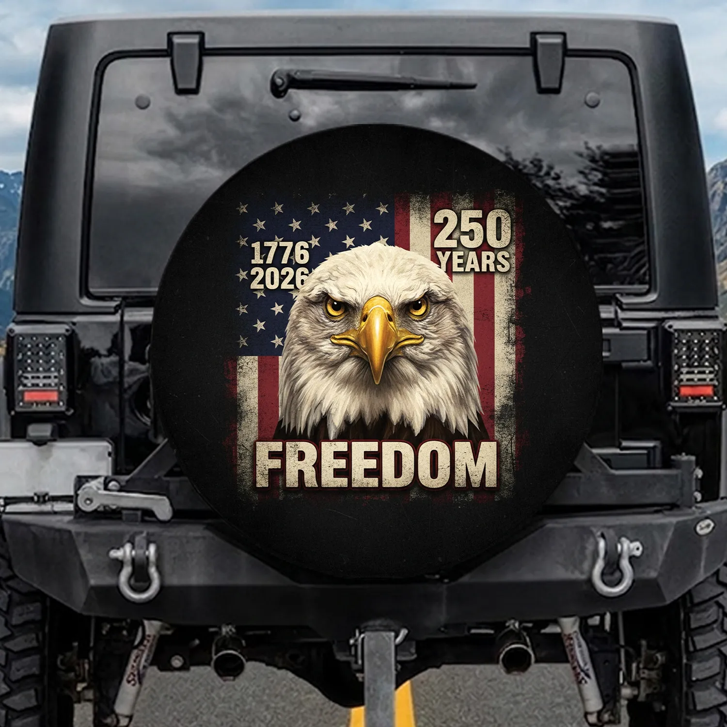 Bald Eagle American Flag 1776-2026 - 250 Years of Freedom Independence Day Spare Tire Cover - 1