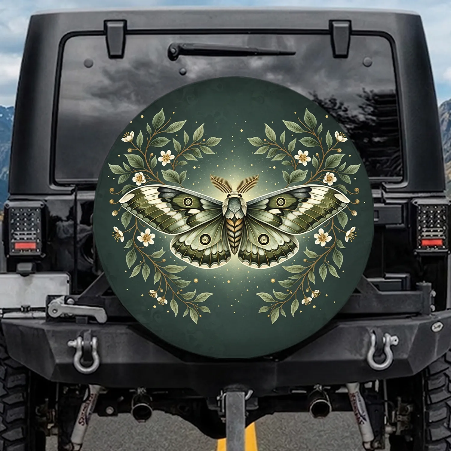 Majestic Moth Delicate Wings Botanical Branches - Mystical Nature Lover Gift Spare Tire Cover - 1