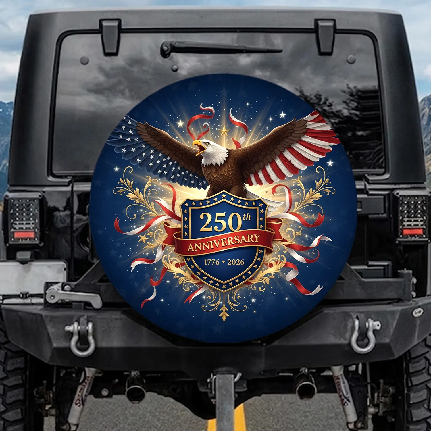 Bald Eagle Flag Wings 250th Anniversary 1776-2026 - Independence Day Gift Spare Tire Cover - 1