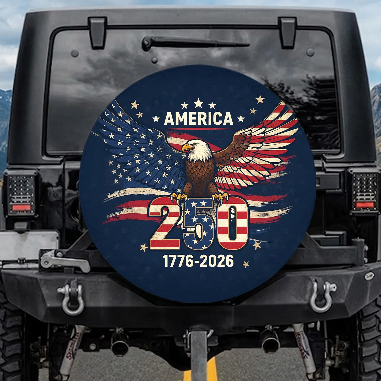 American Flag Bald Eagle 250 1776-2026 - 250th Anniversary Independence Day Gift Spare Tire Cover - 1
