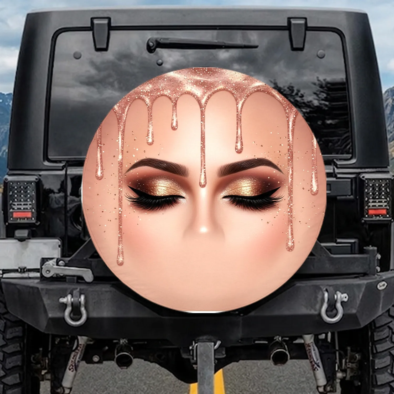 Glamorous Shimmery Eyeshadow - Luxury Decor Gift for Makeup Lover Spare Tire Cover - 1