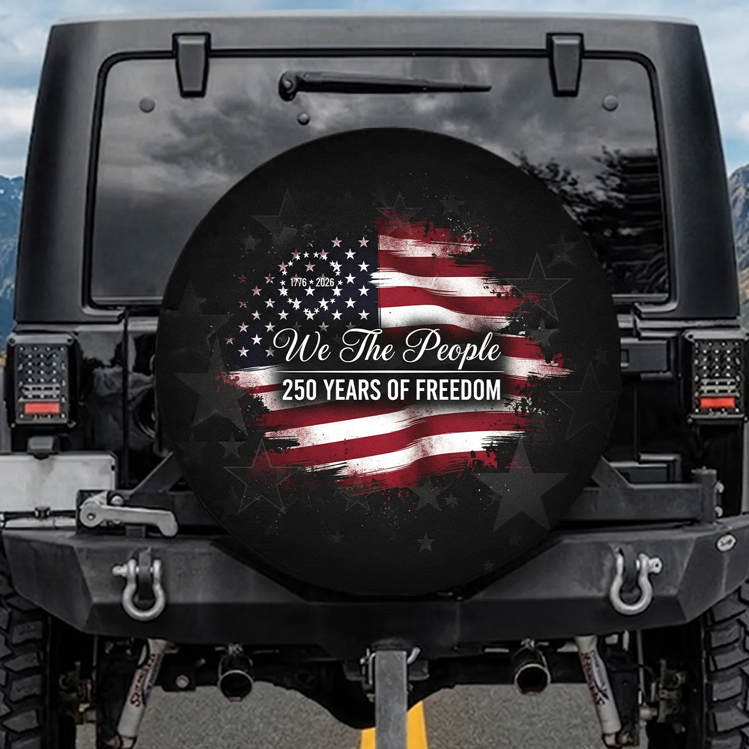Patriotic American Flag We The People 250 Years of Freedom Anniversary Spare Tire Cover - 1