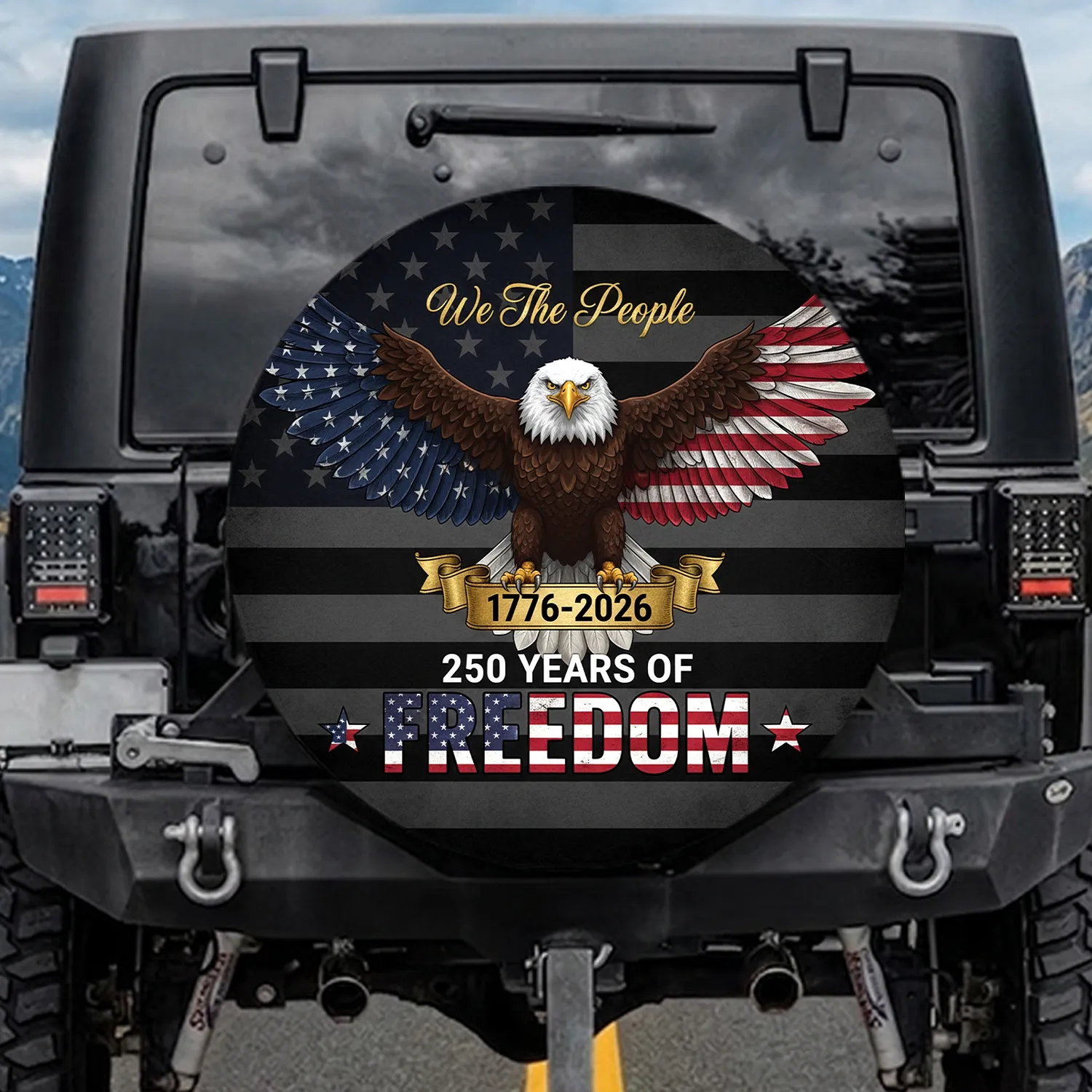 Bald Eagle American Flag 250th Anniversary Freedom - Independence Day Gift for Veterans Spare Tire Cover - 1
