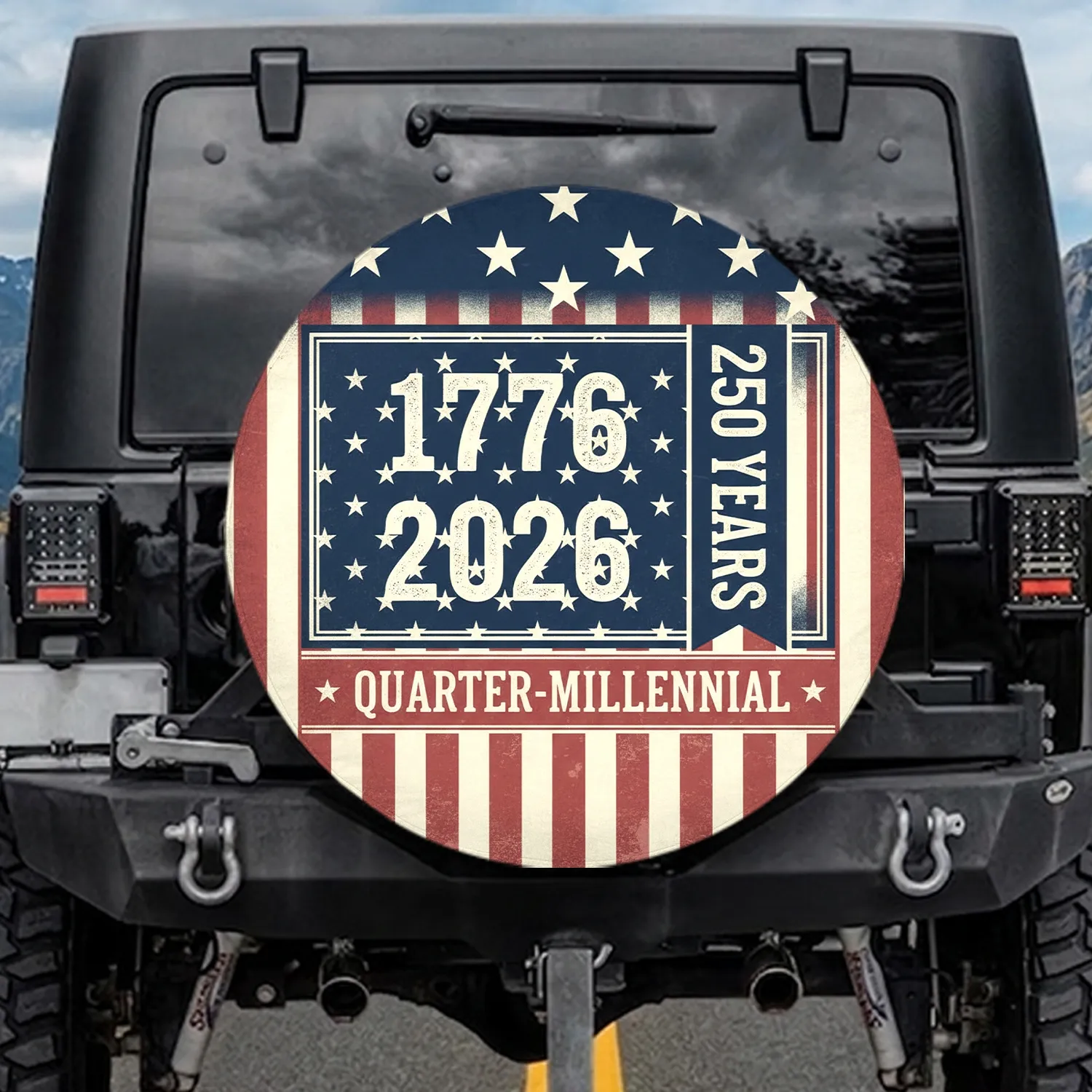 Vintage 1776 2026 Stars Stripes American Heritage 250th Anniversary Independence Day Spare Tire Cover - 1