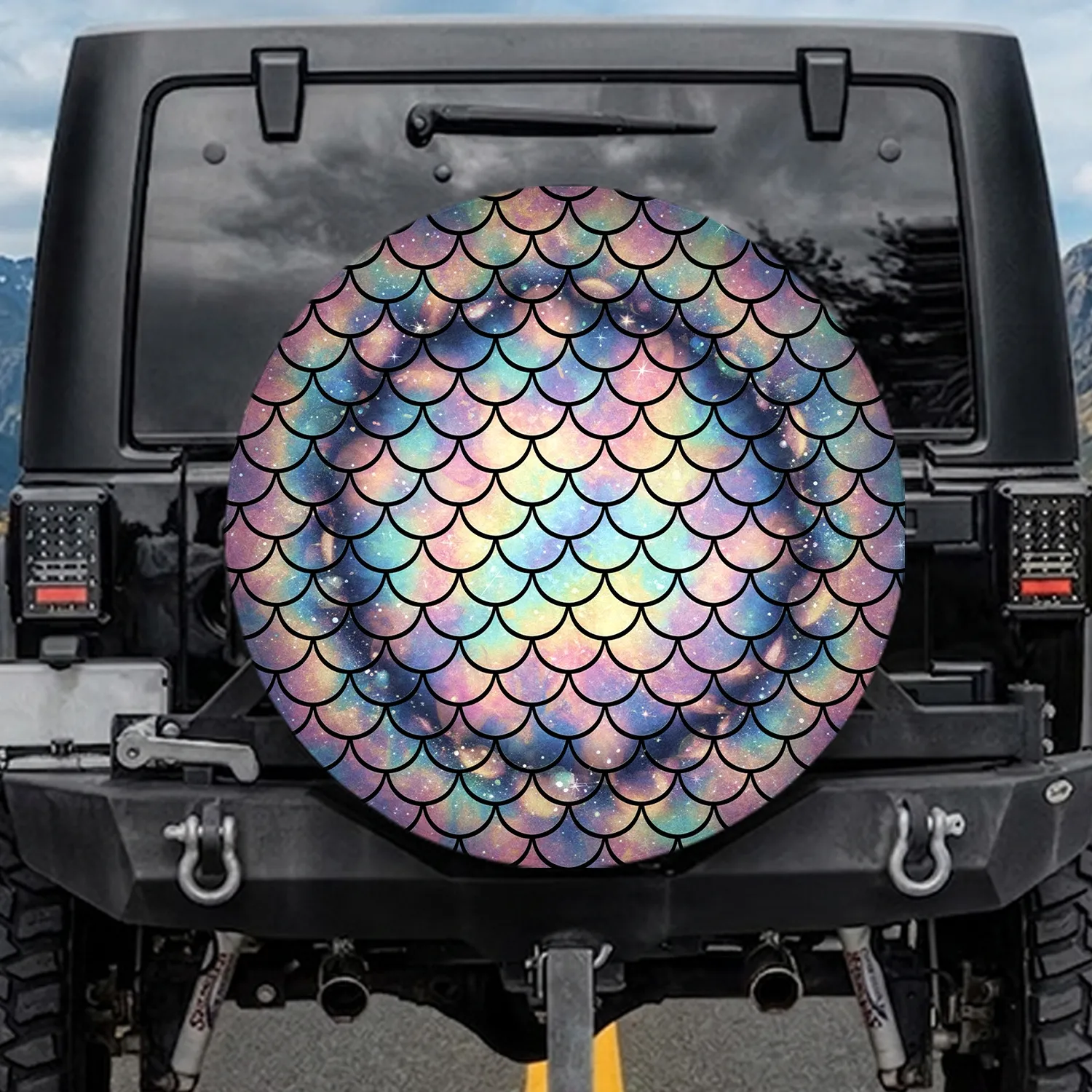 High Detail Realistic Mermaid Scales Holographic Iridescent - Mermaid Lover Car Decor Gift Spare Tire Cover - 1