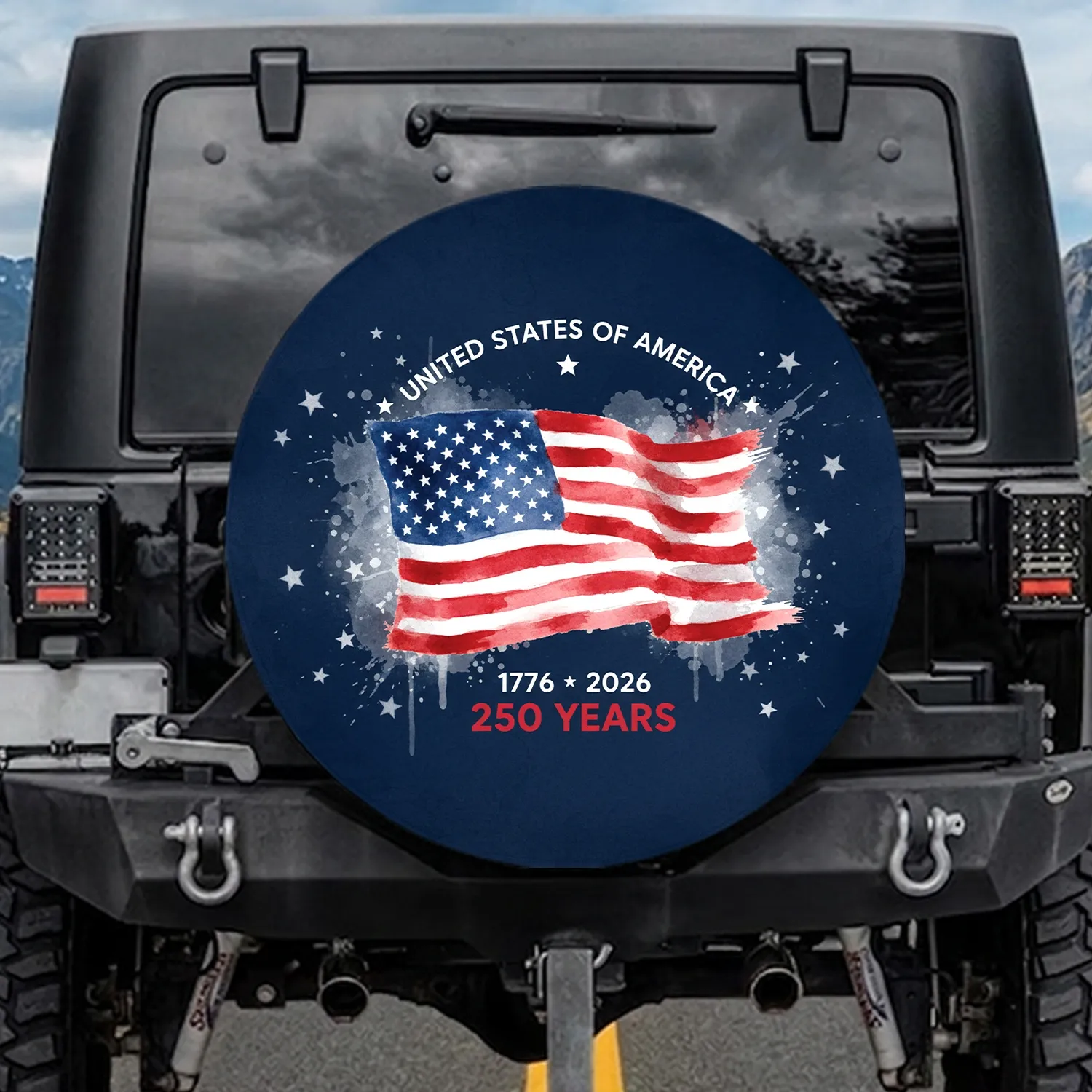 American Flag United States 250 Years - 250th Anniversary Independence Day Gift for Dads Spare Tire Cover - 1