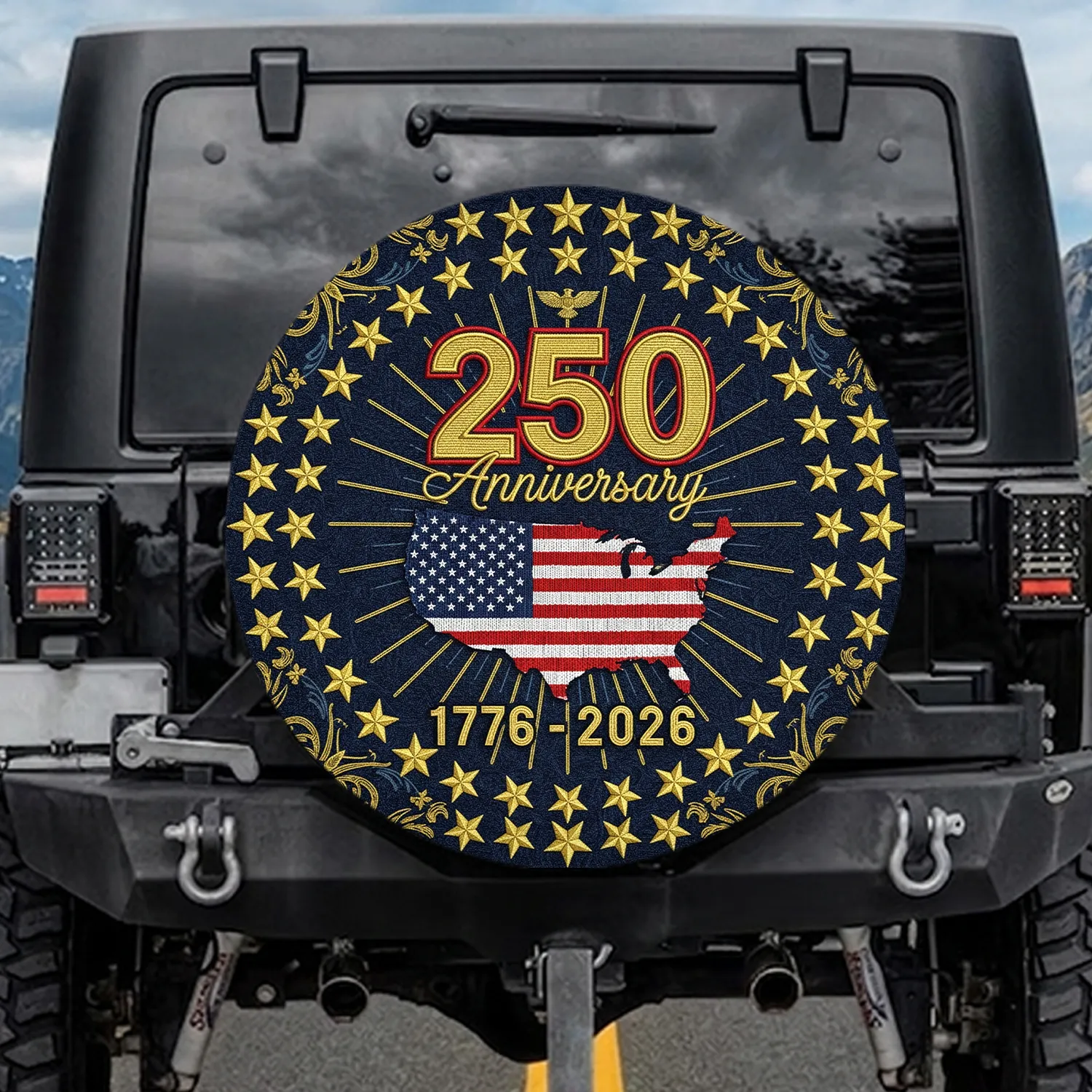 250th Anniversary United States Map American Flag 1776-2026 - Independence Day Gift for Veterans Spare Tire Cover - 1