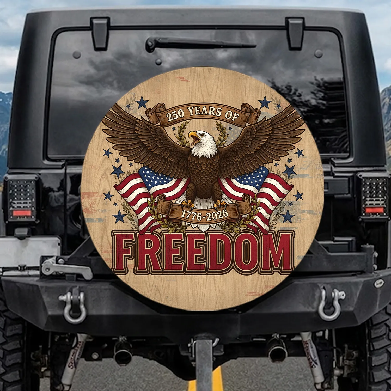 Bald Eagle American Flag 250 Years Freedom - USA 250th Anniversary Independence Day for Veterans Spare Tire Cover - 1
