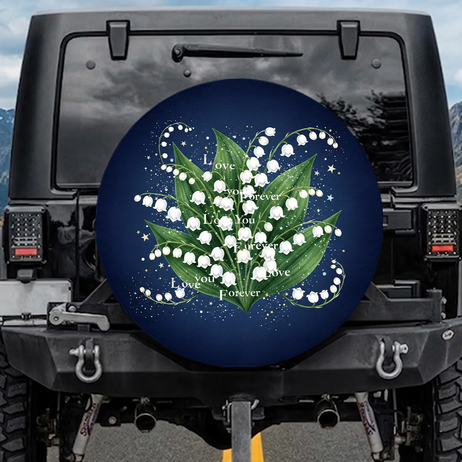 Lily of the Valley Iridescent Stardust 'Love you Forever' - Home Decor Gift Spare Tire Cover - 1