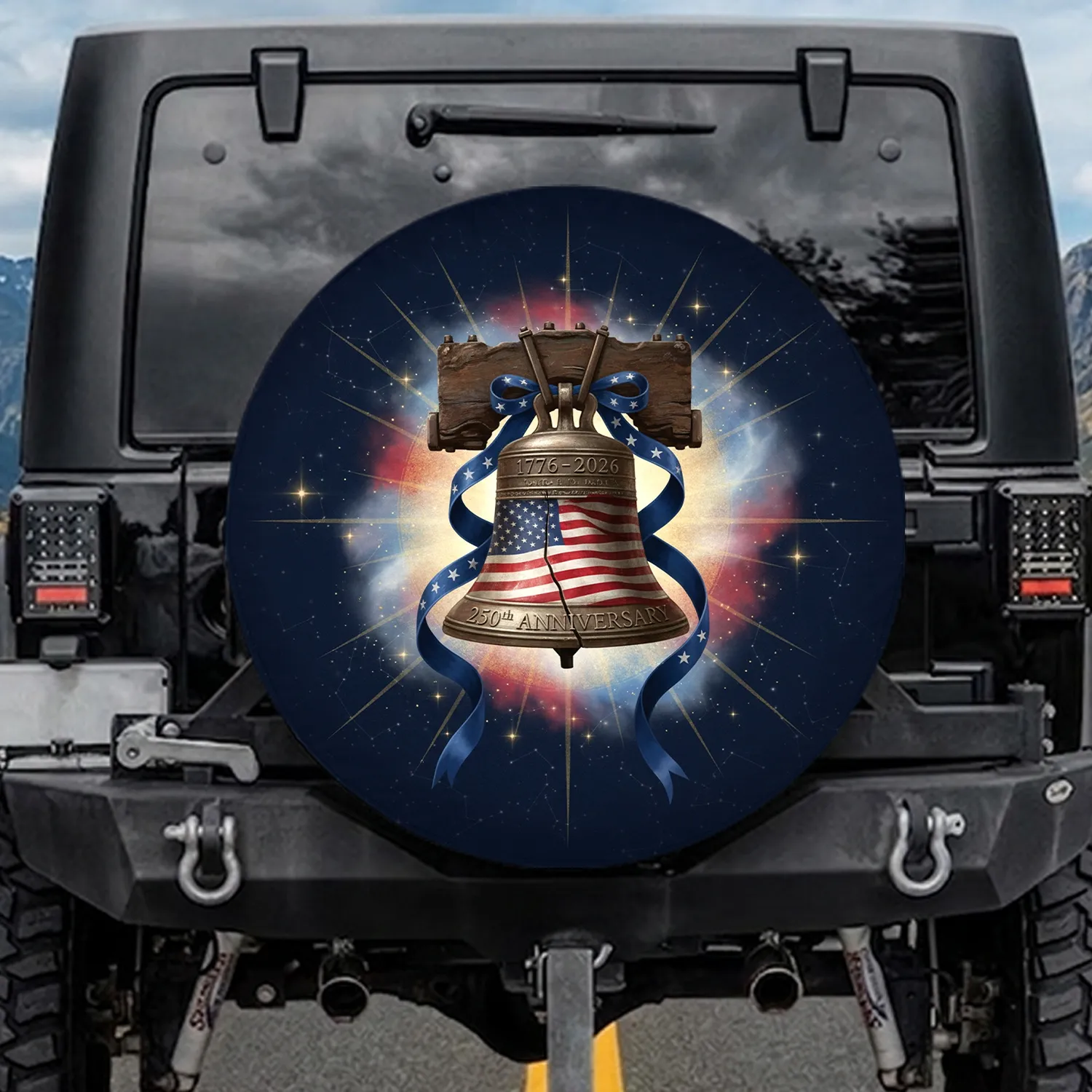 Liberty Bell American Flag 1776-2026 - USA 250th Anniversary Gift for Veterans Spare Tire Cover - 1