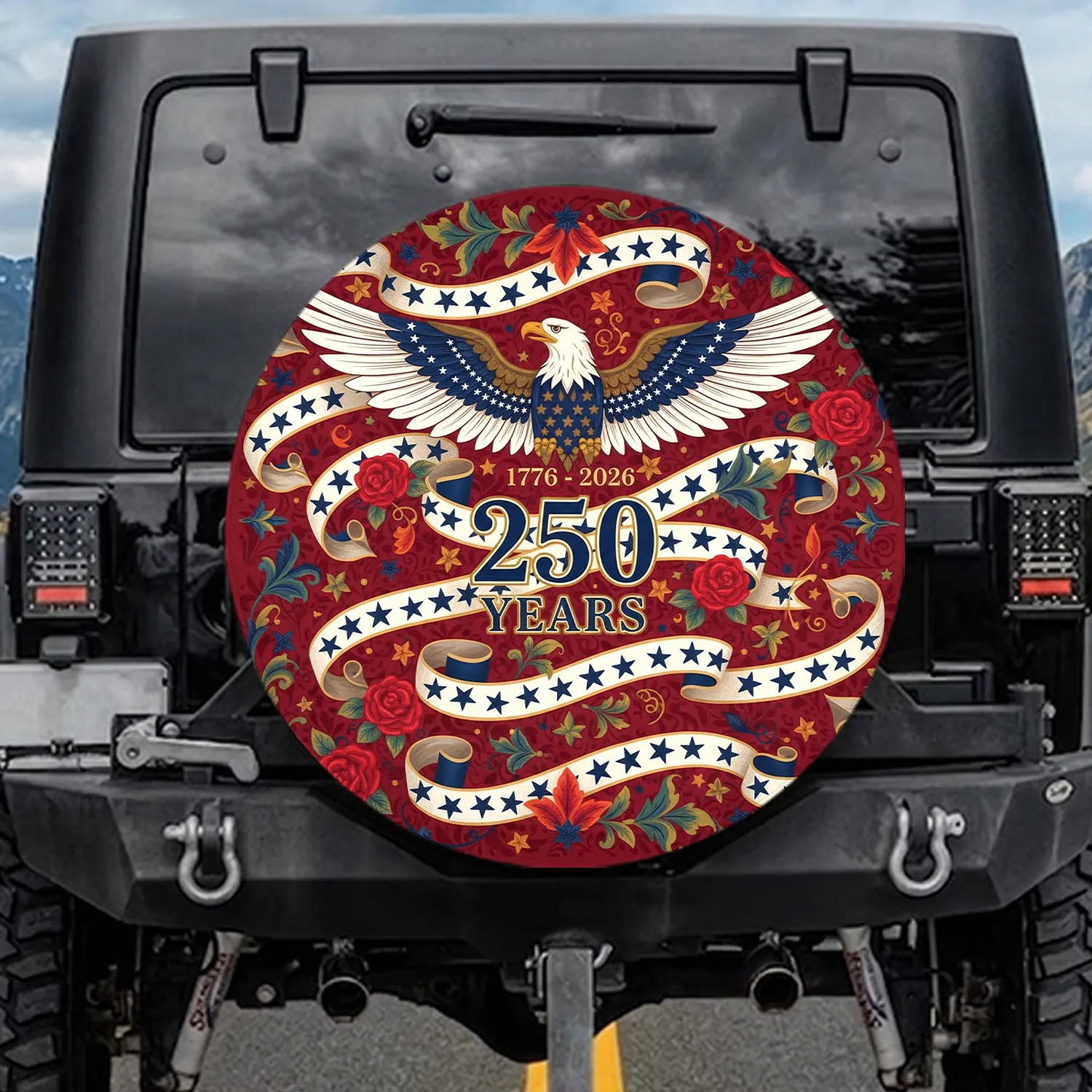 Bald Eagle 250 YEARS 1776-2026 - USA 250th Anniversary Independence Day Gift for Veterans Spare Tire Cover - 1
