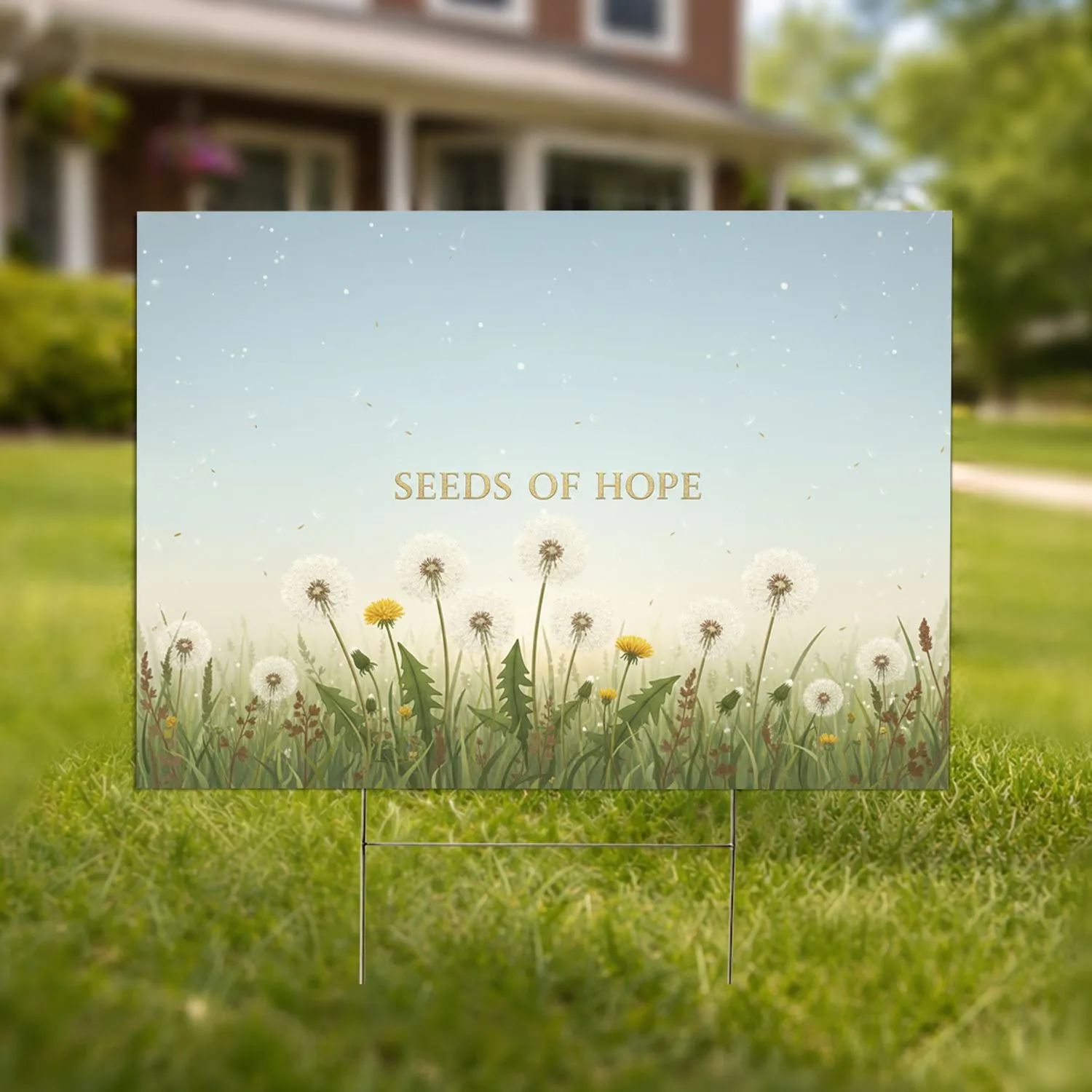Dandelion Seeds of Hope Field Sky Home Decor Gift Yard Sign - 1