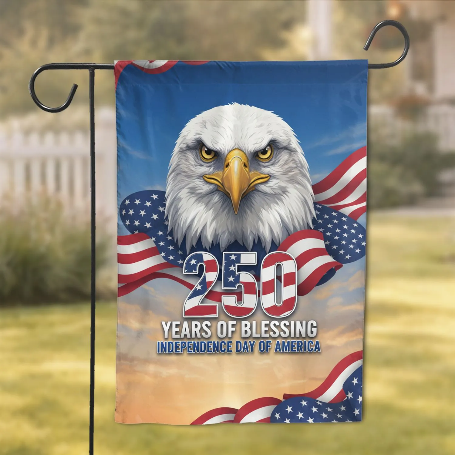 Bald Eagle American Flag 250 Years of Blessing Independence Day for Veterans Garden Flag - 1