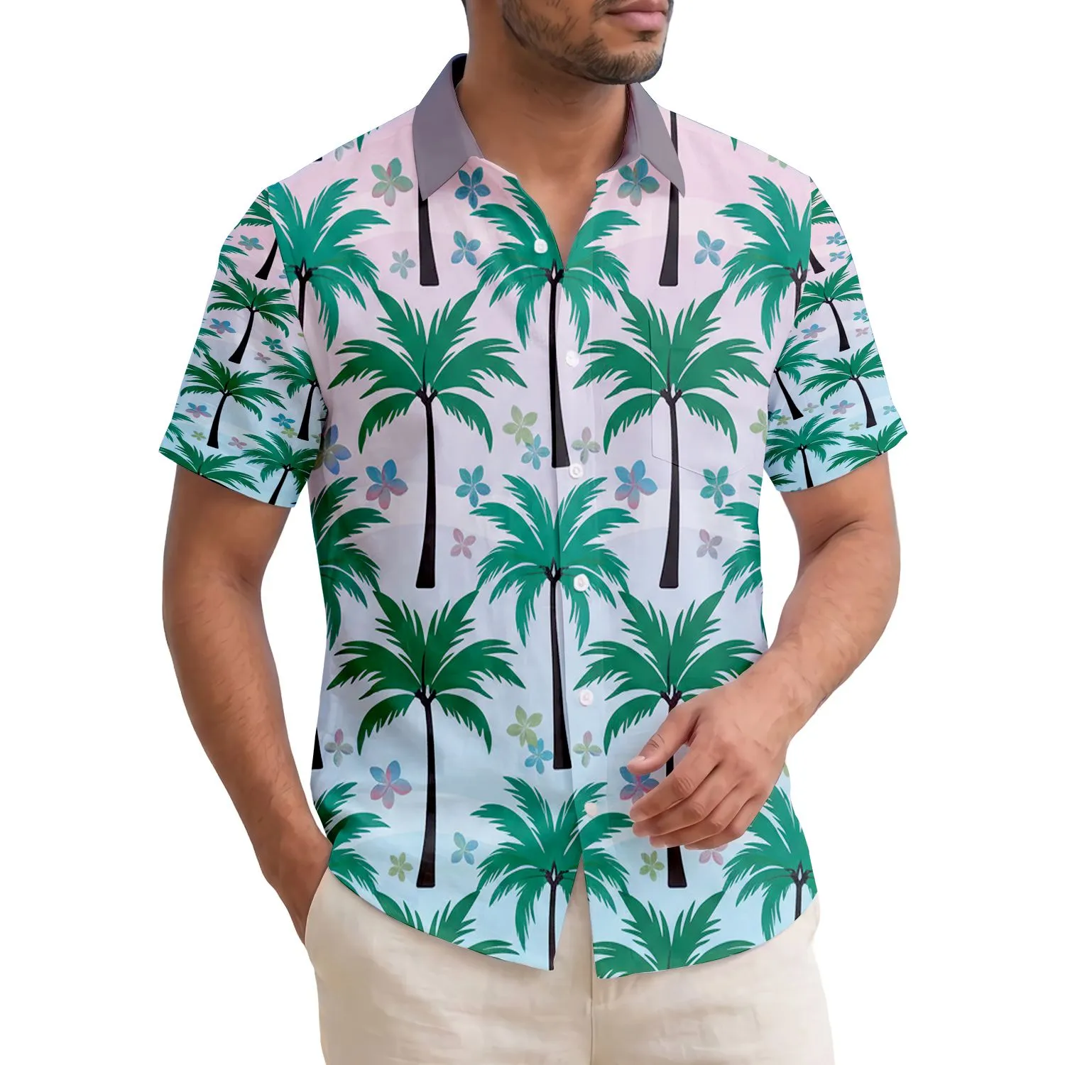 Lush Palm Trees Tropical Landscape - Beach Vacation Home Decor Gift Hawaiian Shirt - 1